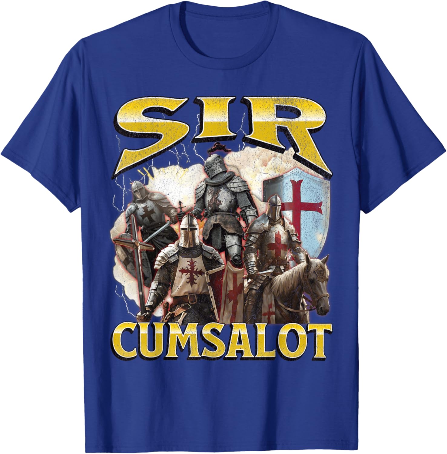 Sir Cumsalot Funny Offensive Knight Meme Graphic T-Shirt for Adults - 19