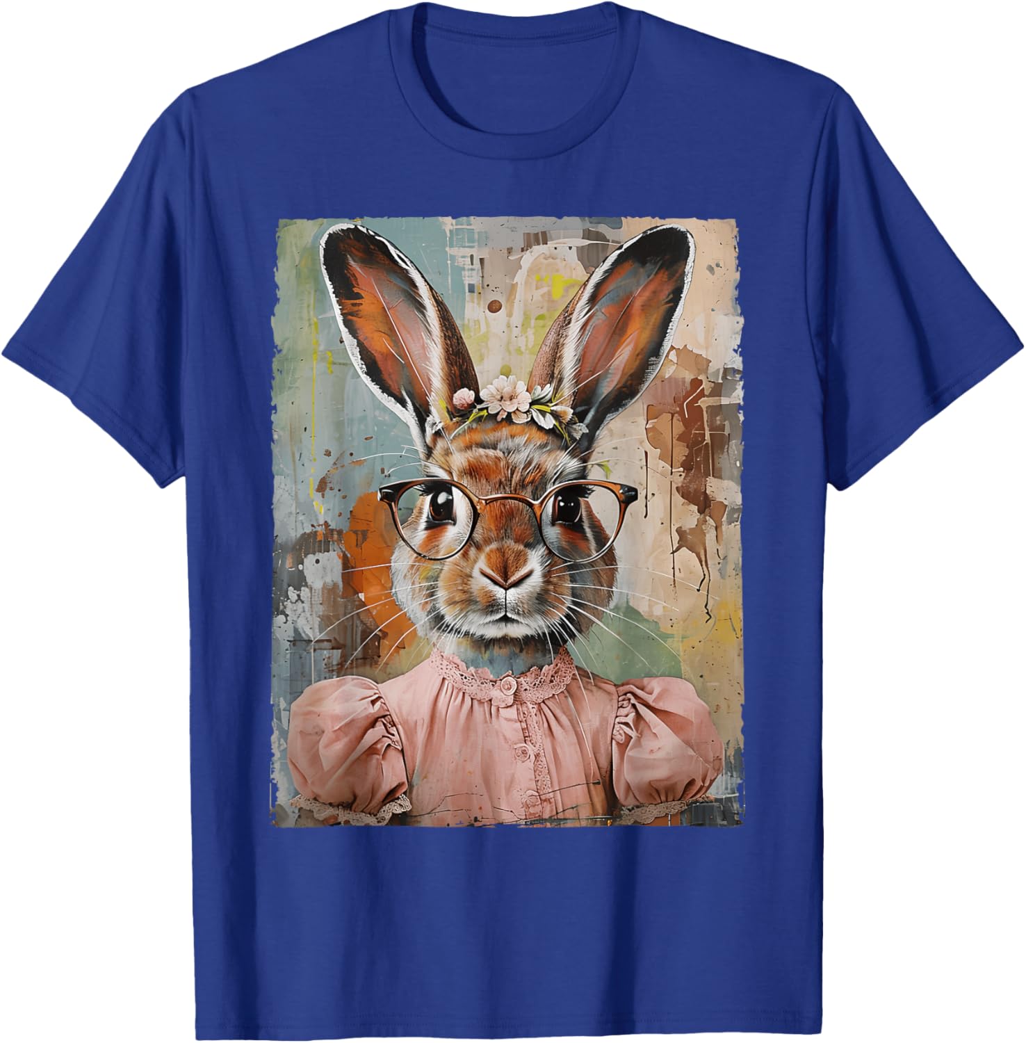Happy Easter Bunny Rabbit Flower Graphic T-Shirt for Women and Girls - 14
