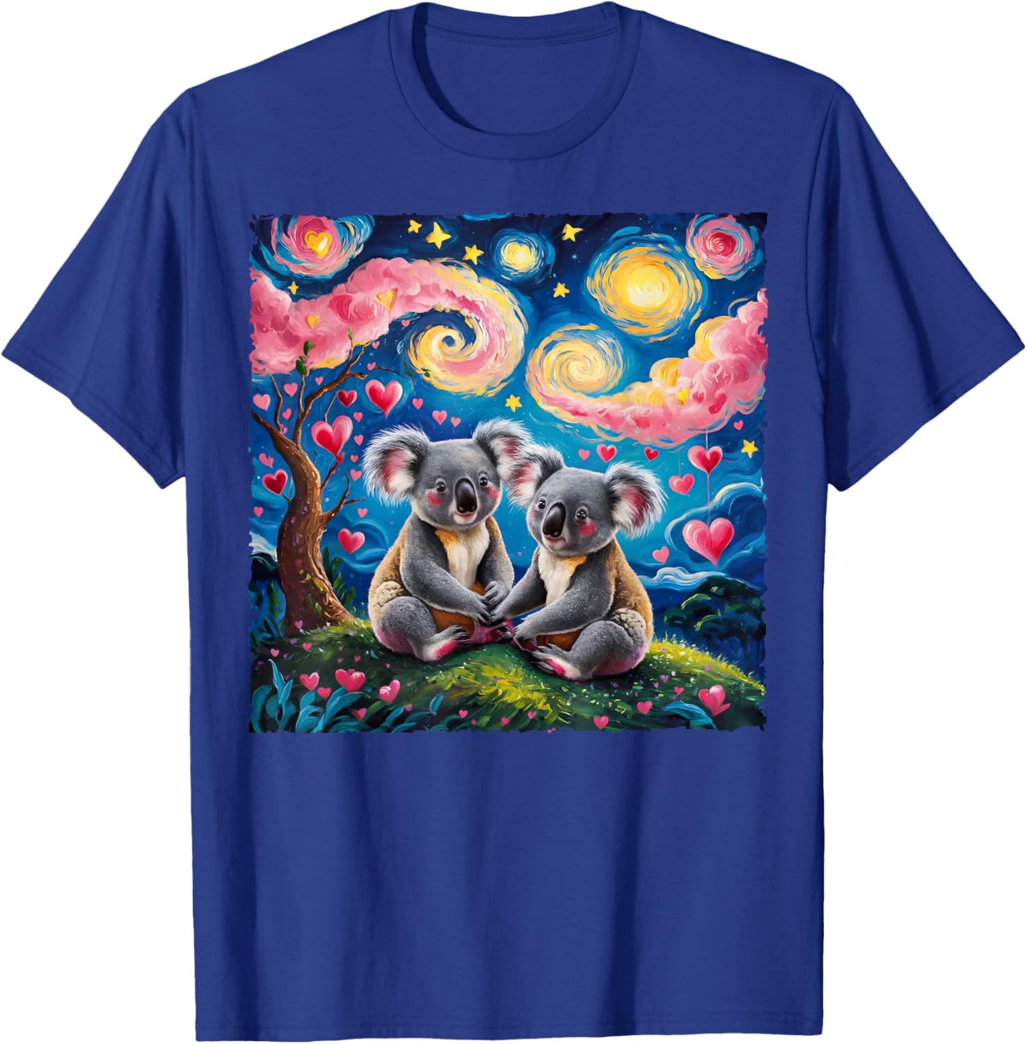 Koala Bear Van Gogh Starry Night T-Shirt for Romantic Couples - 20