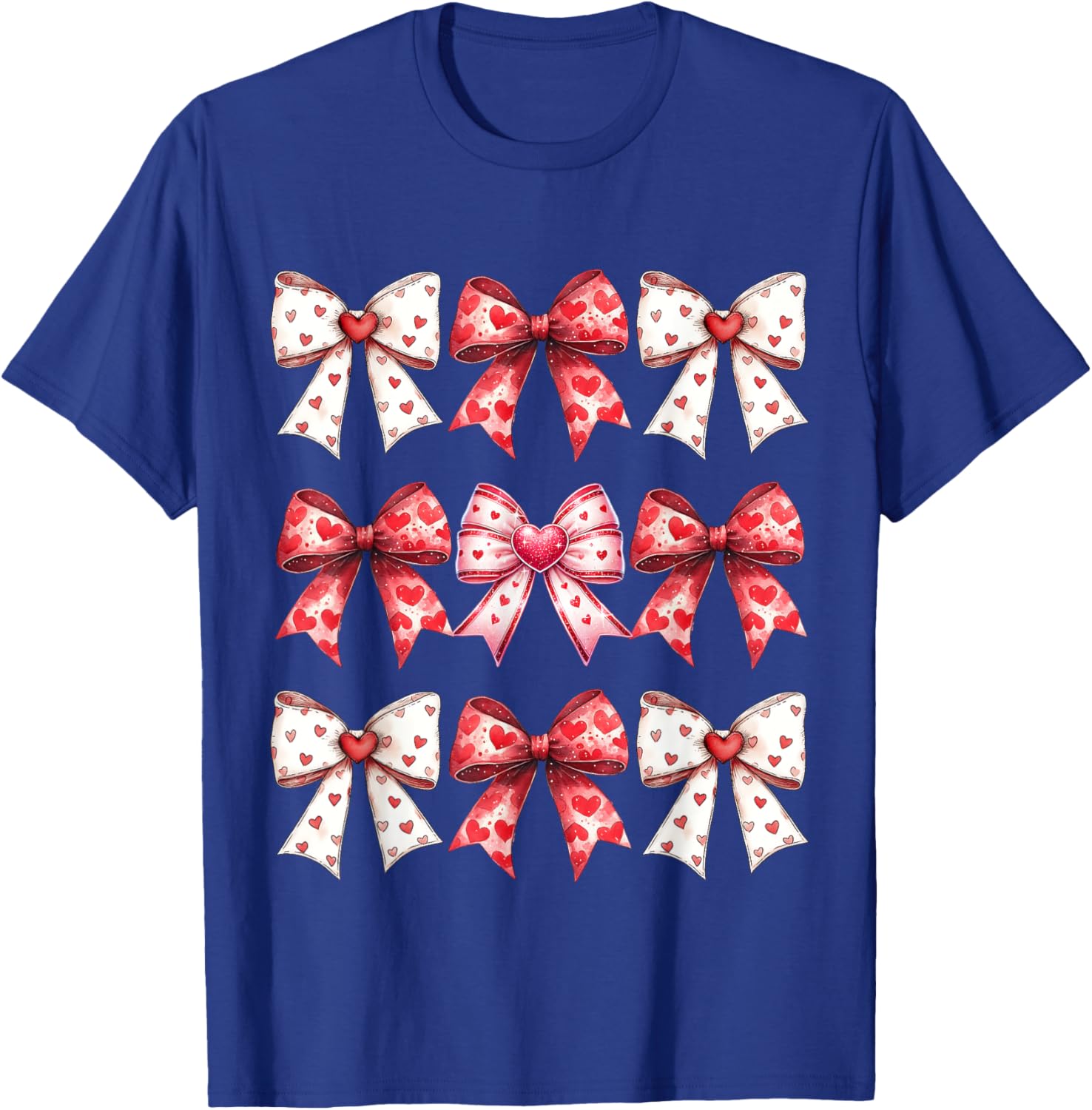 Valentine's Day Heart Coquette Bow Ribbons T-Shirt for Women and Girls - 14