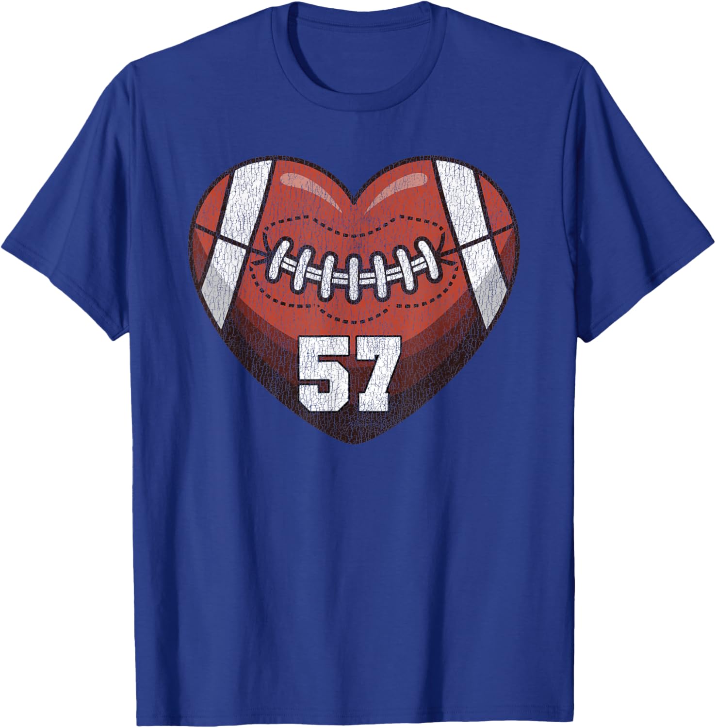 Football Number 57 Distressed Heart T-Shirt for Proud Football Moms - 3
