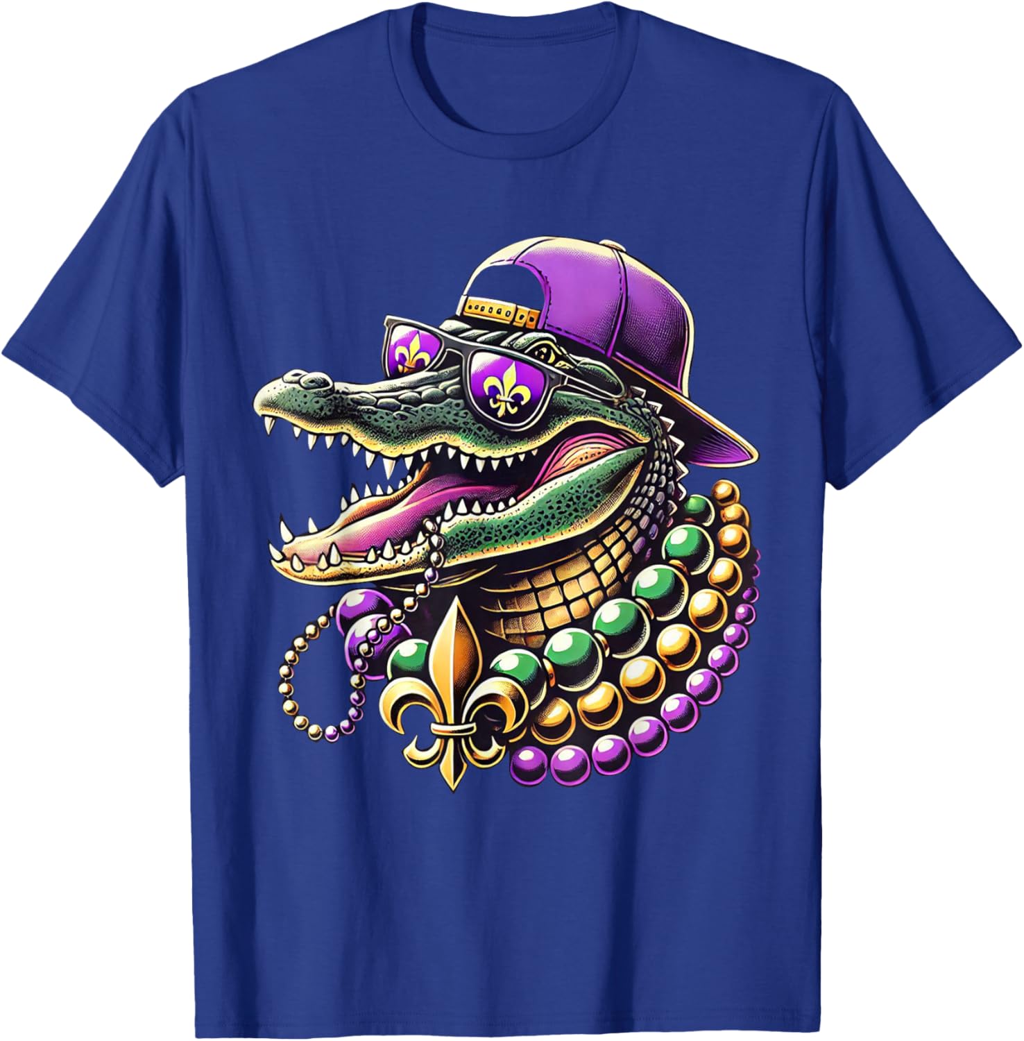 Unisex Mardi Gras T-Shirt - Cartoon Pattern Black Short Sleeve Tee - 19