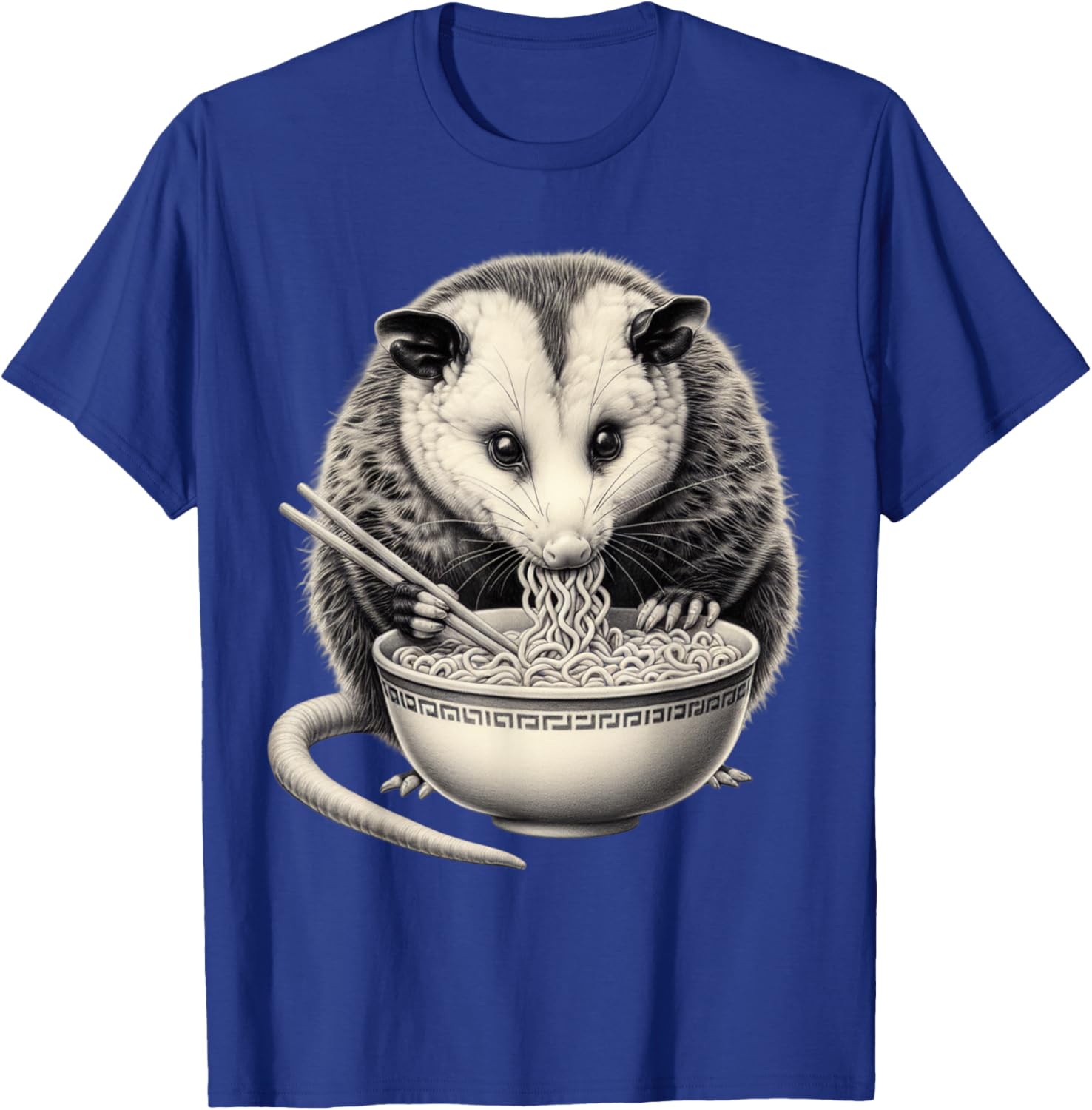 Opossum Eating Ramen Bowl T-Shirt Perfect for Food Lovers and Animal Fans - 16