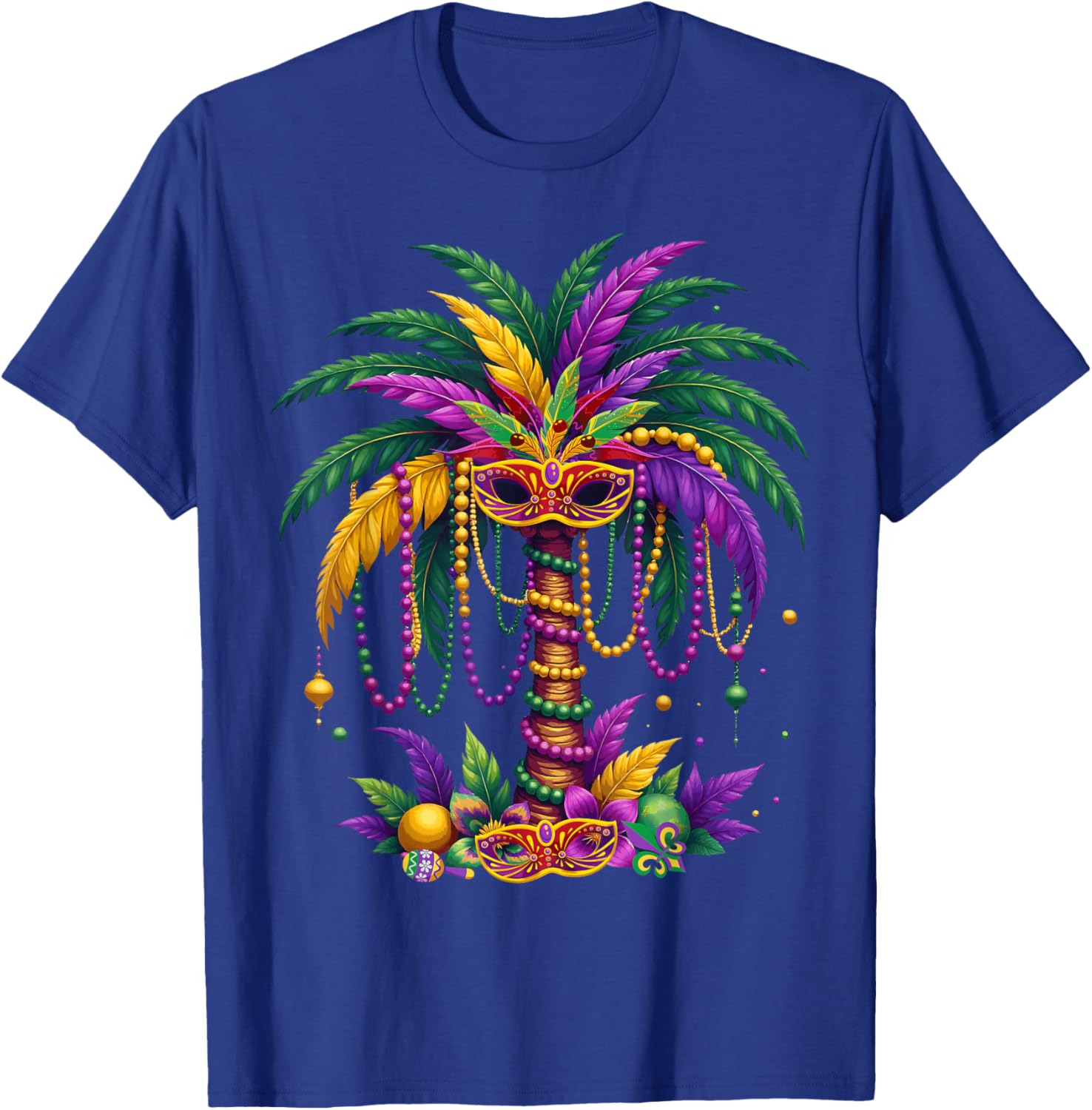 Funny Palm Tree and Beads T-Shirt for Mardi Gras Tropical Parties - 18