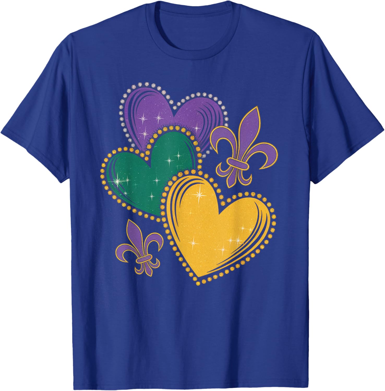 Mardi Gras Hearts T-Shirt for Women Girls and Kids - Fun Festive Apparel - 2