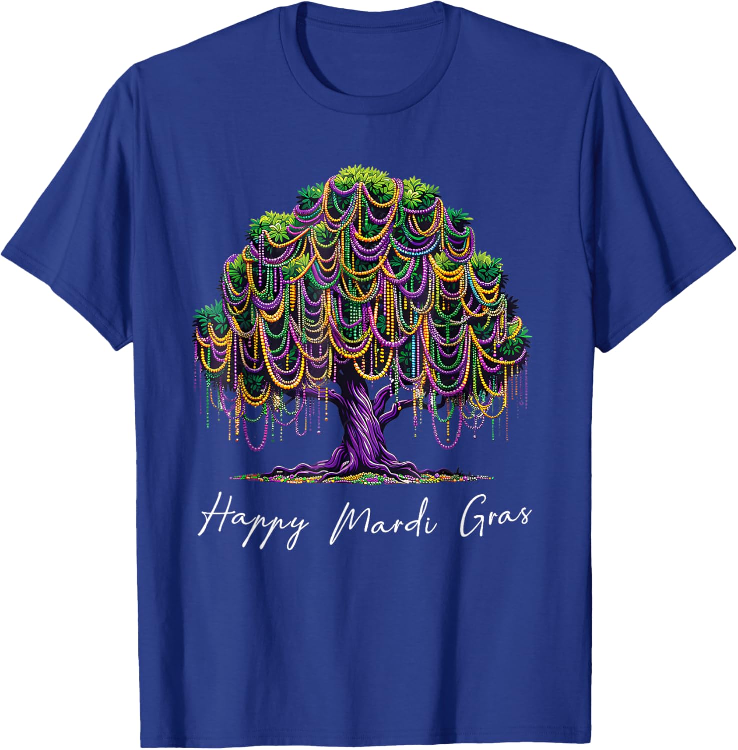 Mardi Gras Tree Beads T-Shirt for Men, Women, and Kids – Fat Tuesday Fun - 5