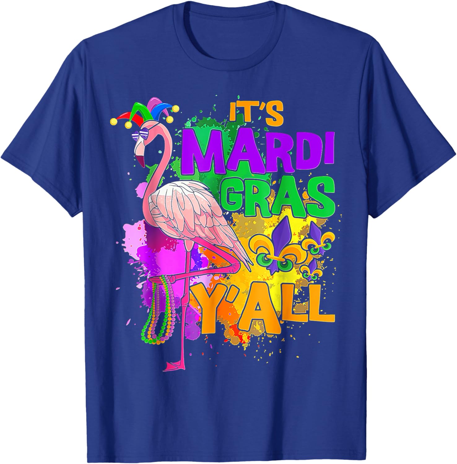 Flamingo Mardi Gras Carnival Party T-Shirt for Fun Festive Celebrations - 3