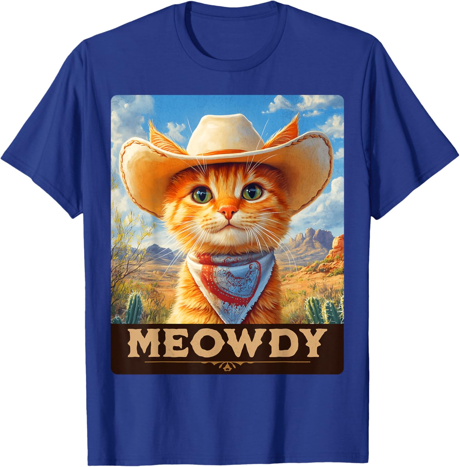 Meowdy Cowboy Cat T-Shirt for Wild West Lovers - Fun Pet Apparel - 12