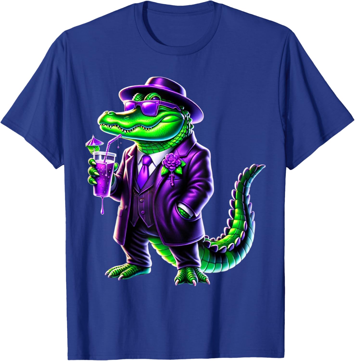 Awesome Unisex Mardi Gras T-Shirt Black Cartoon Pattern Small Crew Neck - 14