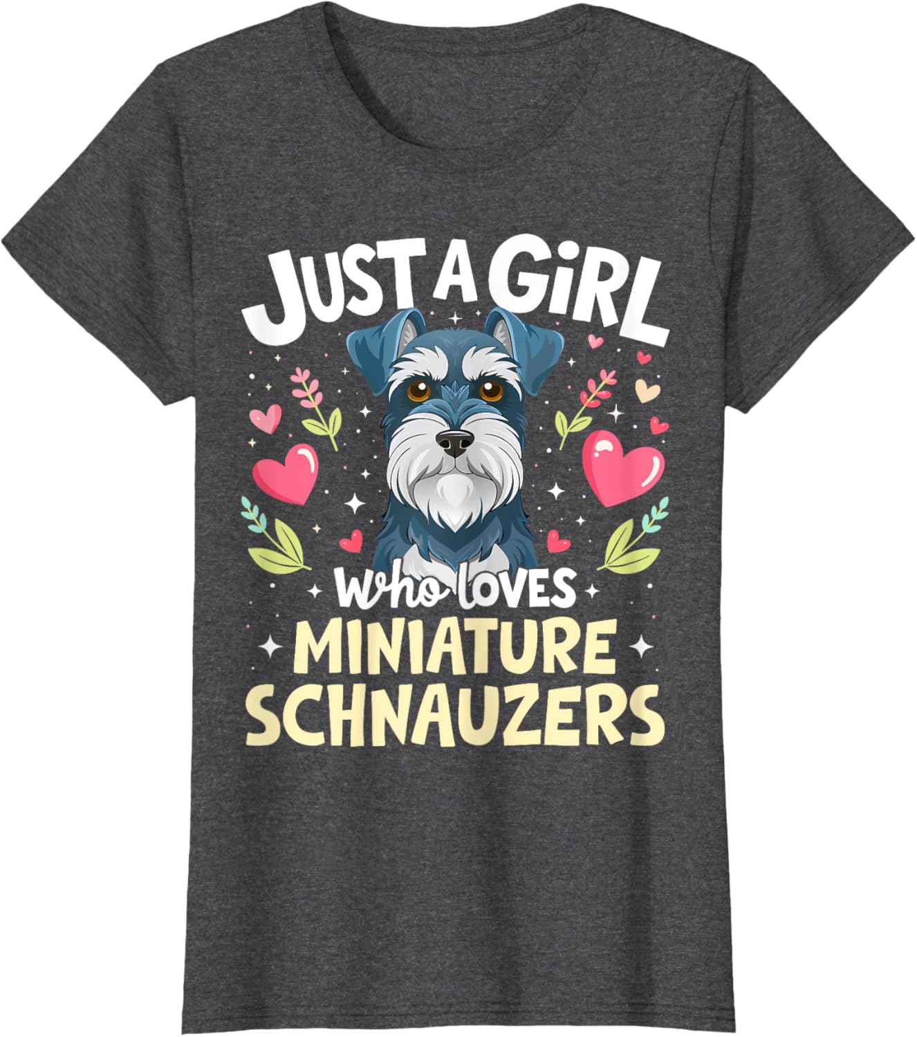 Cute Miniature Schnauzer Puppy T-Shirt for Dog Lovers Girls - 6