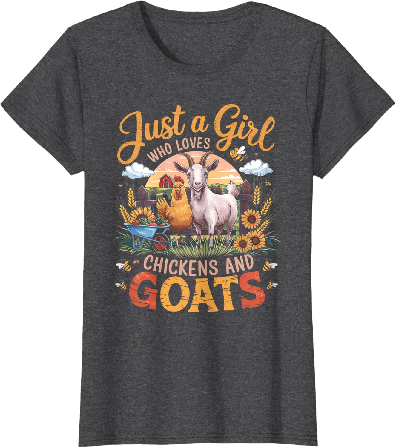 Just a Girl Who Loves Goats and Chickens Women's Farmer T-Shirt - 7