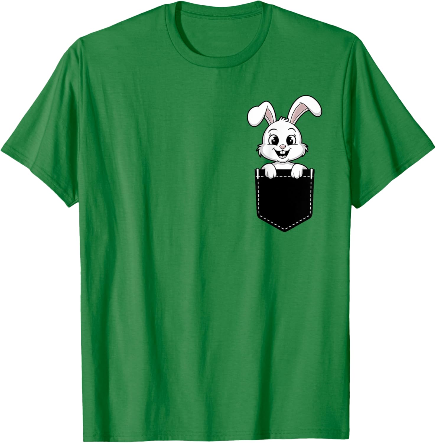 Cute Funny Rabbit in Pocket T-Shirt for Men and Women - Animal Lovers Design - 24