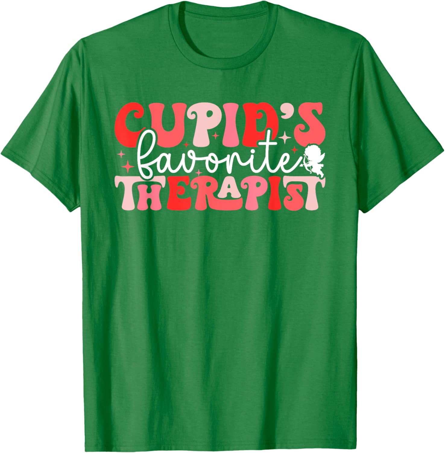 Cupid's Favorite Therapist Groovy Valentine's Day T-Shirt for Women - 9