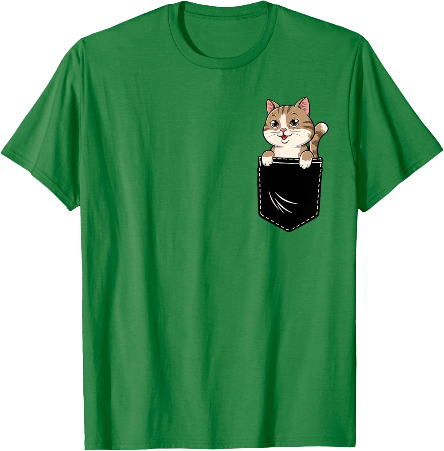 Cute Funny Cat Pocket T-Shirt for Men and Women - Adorable Animal Design - 25