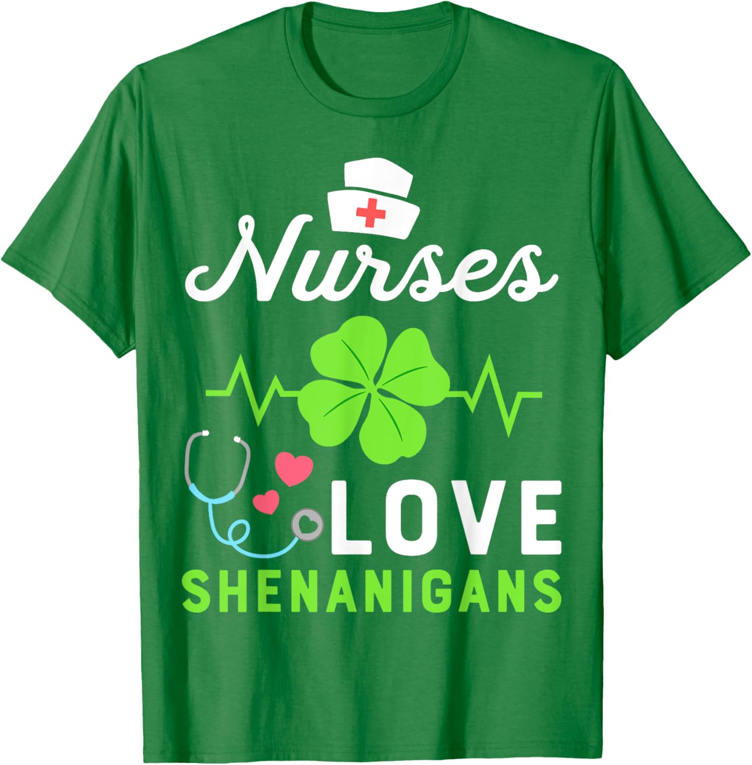 Nurse St Patricks Day Shamrock Heart T-Shirt for Fun Nursing Shenanigans - 5