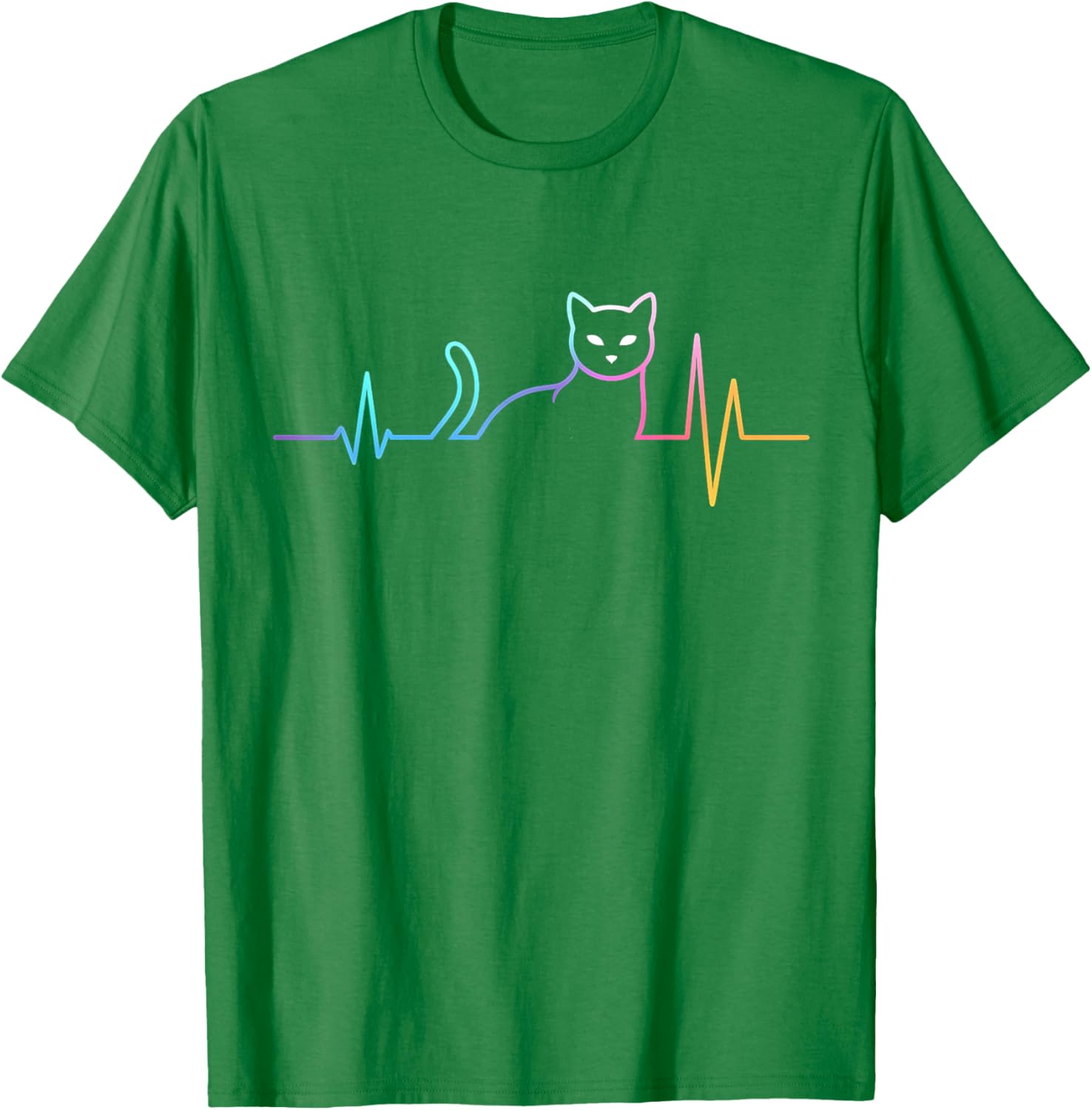 Colorful Heartbeat Cat T-Shirt for Funny Cat Lovers - Gifts for All Ages - 4