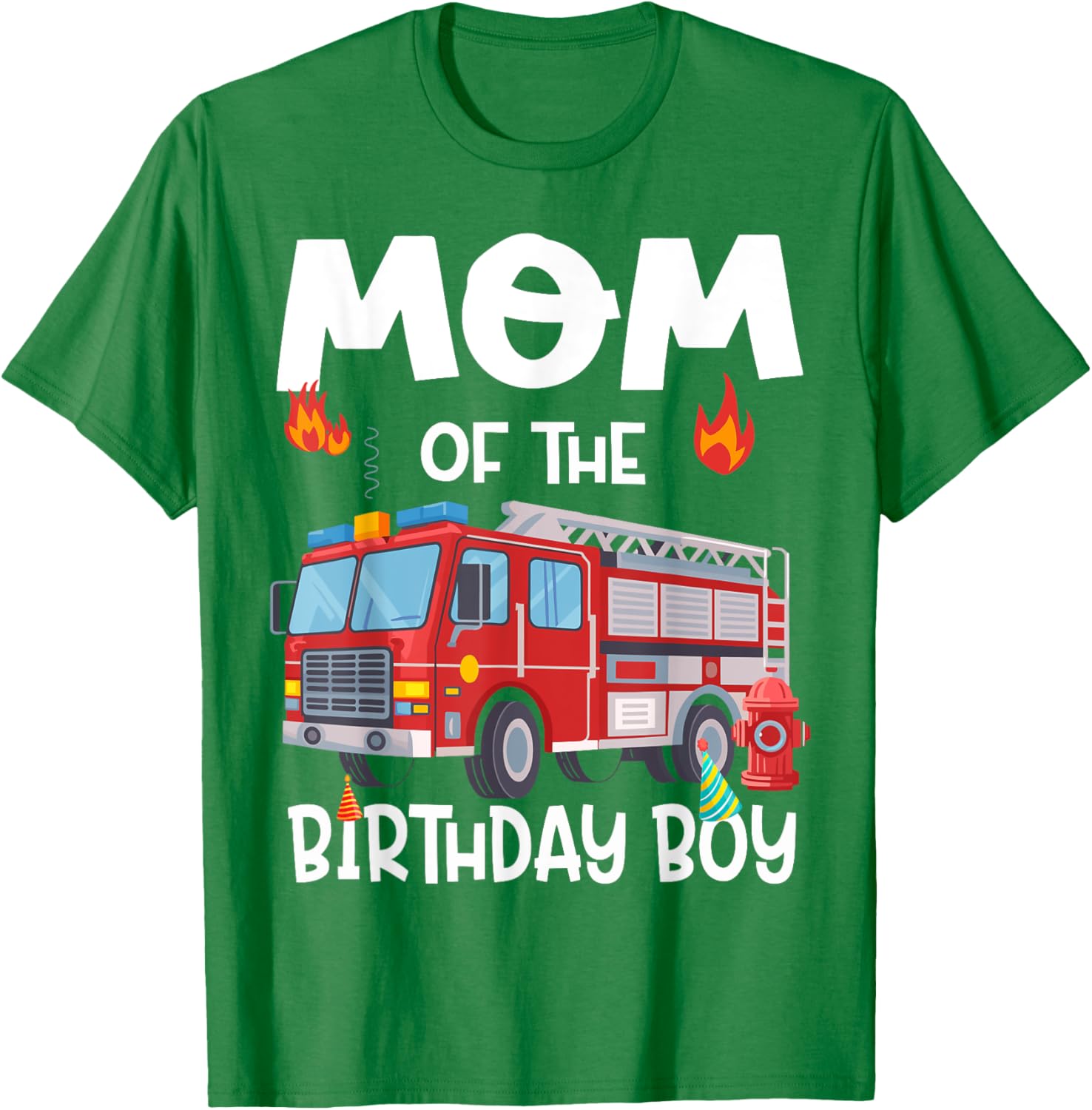 Mom of the Birthday Boy Fire Truck T-Shirt for Firefighter Moms - 4