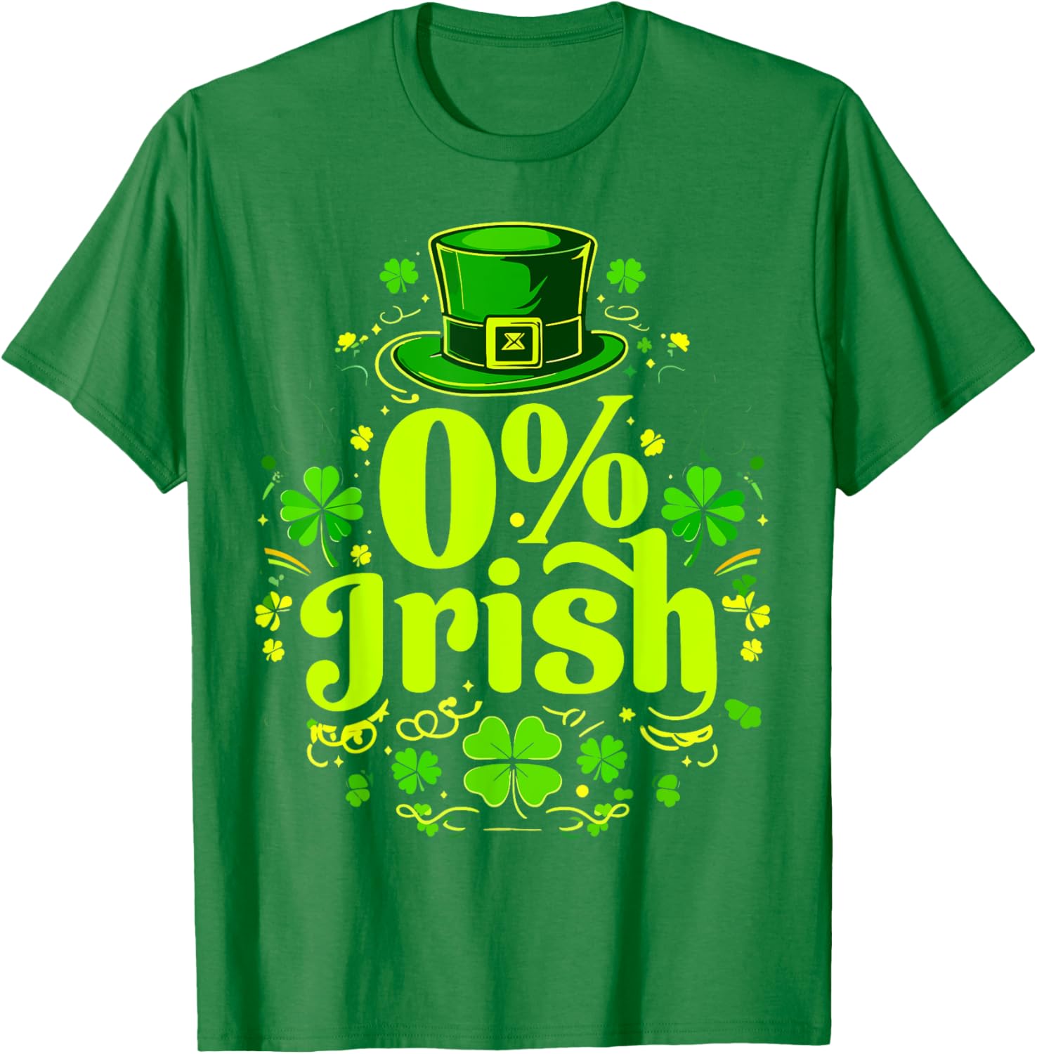 Funny 0% Irish St. Patrick's Day Zero Percent Graphic T-Shirt for Fun - 2