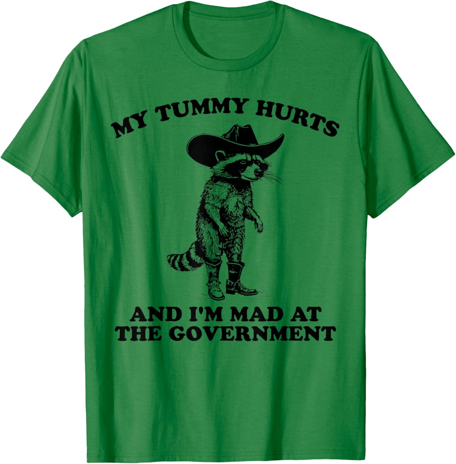 Funny Cowboy Raccoon T-Shirt for Kids Who Are Mad and Have Tummy Aches - 5