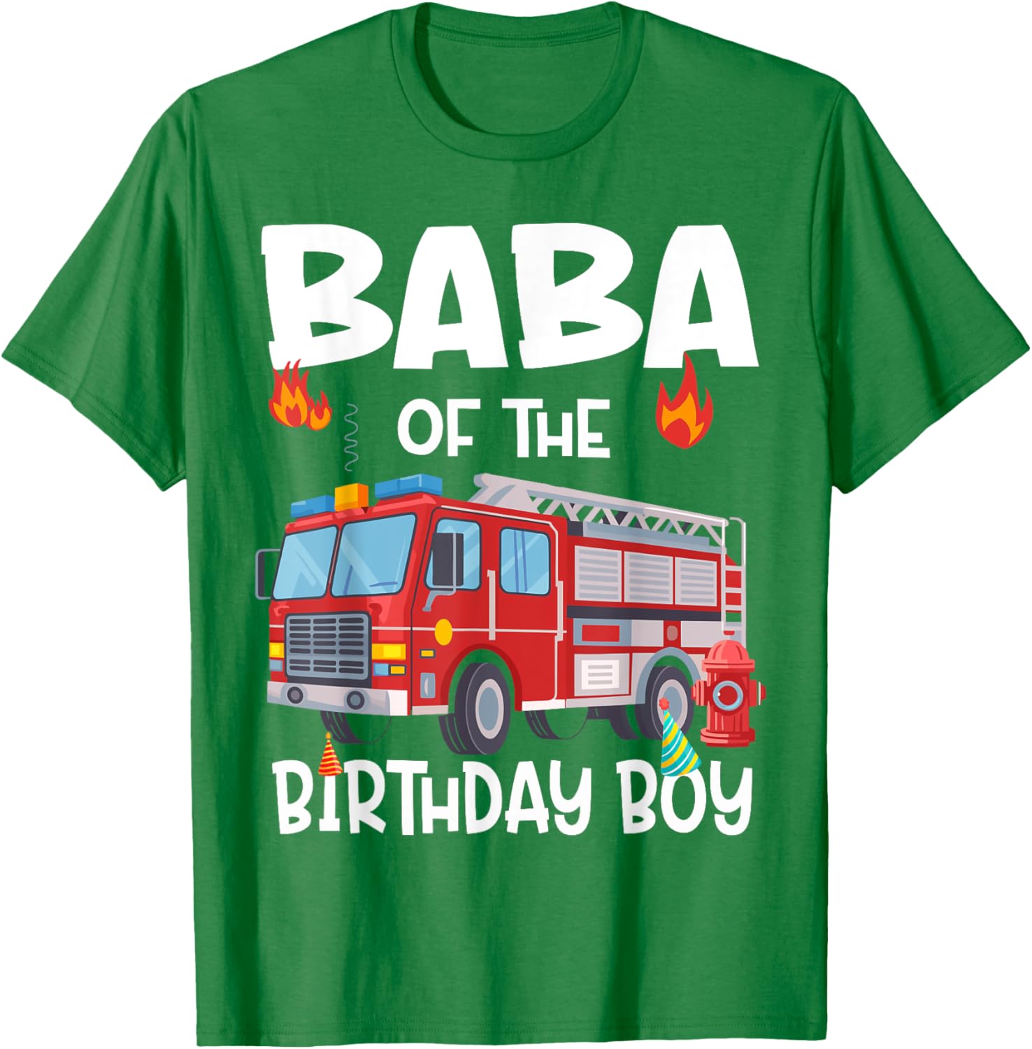 Funny Baba of the Birthday Boy Fire Truck Dad T-Shirt for Celebrations - 4