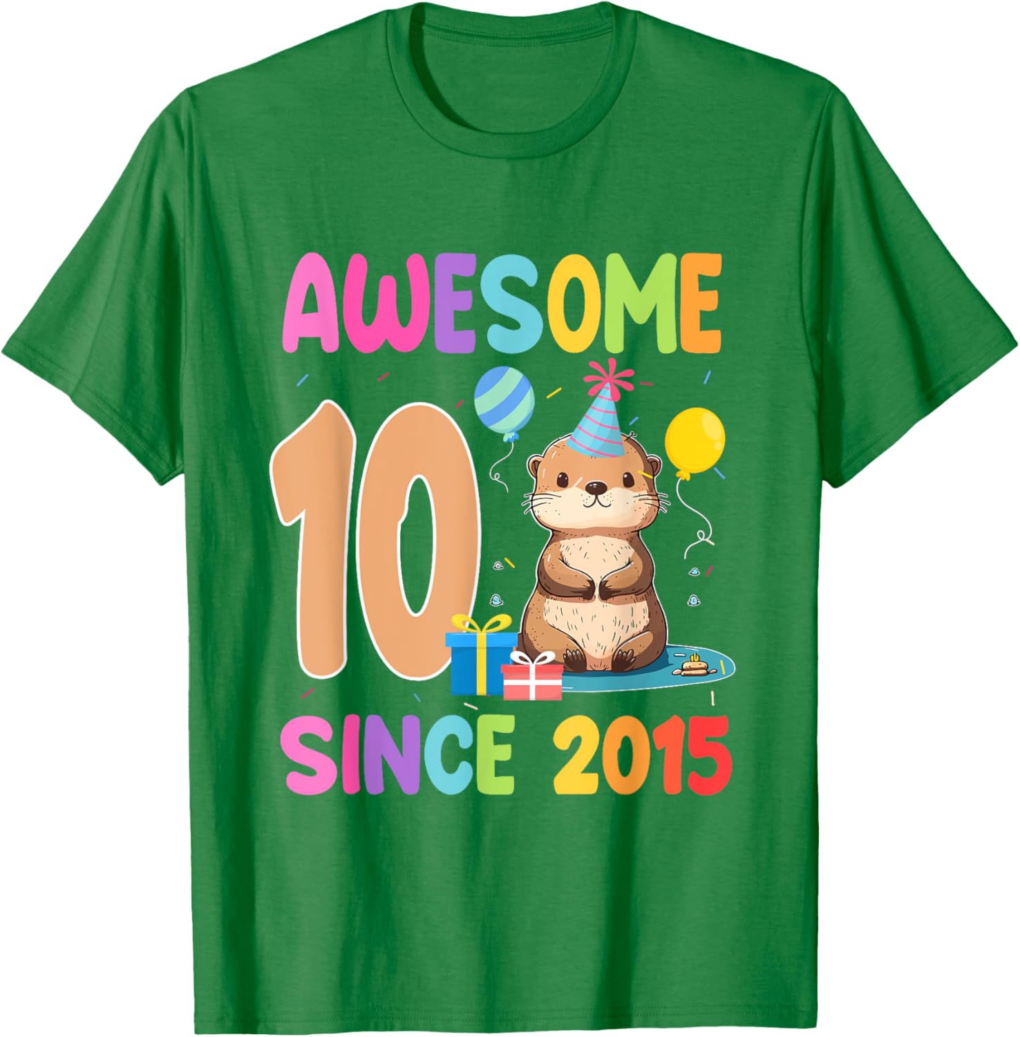 Cute Otter T-Shirt for 10th Birthday Celebration – Awesome Since 2015 - 9