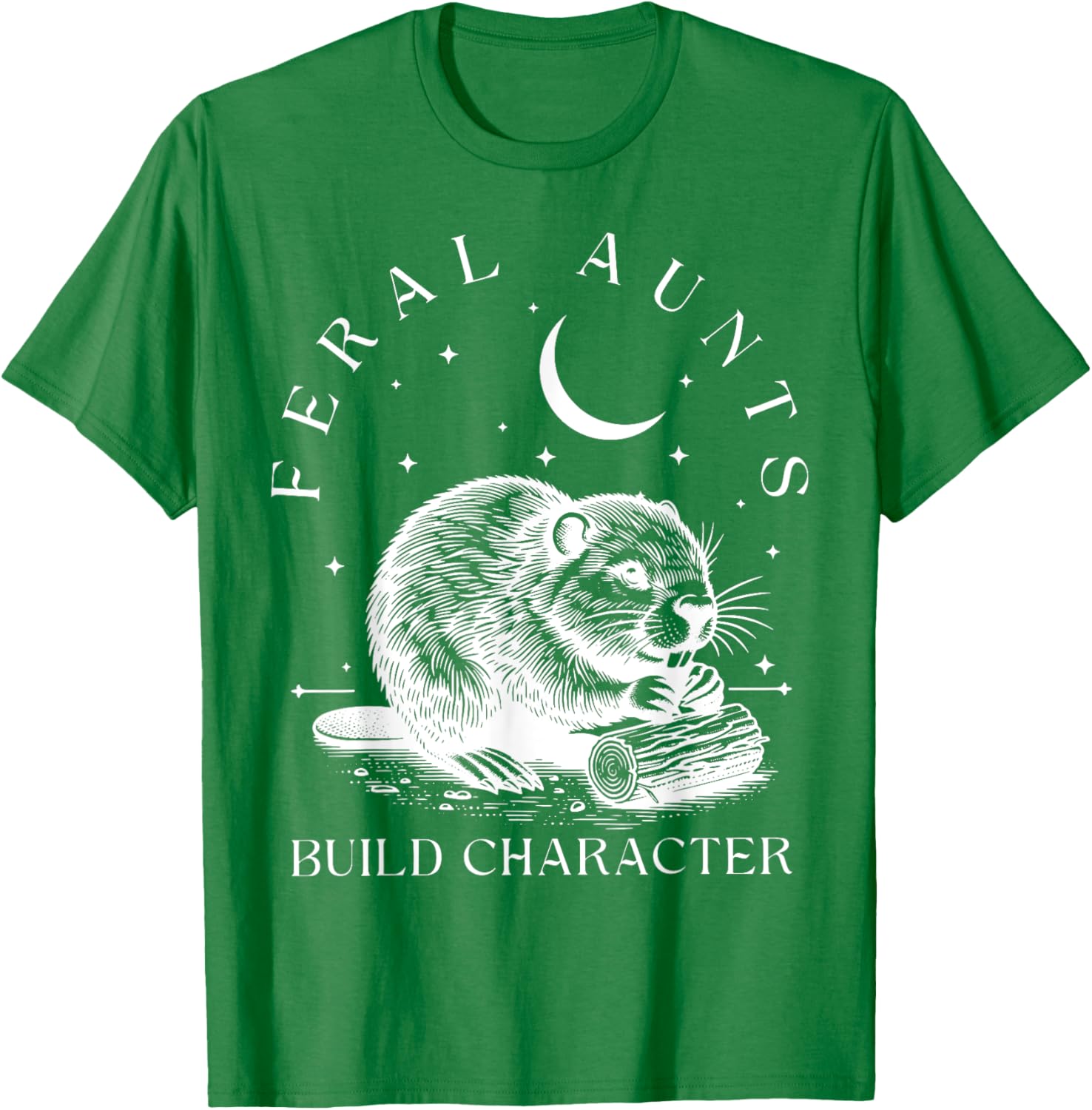 Funny Retro Aunt T-Shirt with Cute Beaver Design – Build Character Style - 4