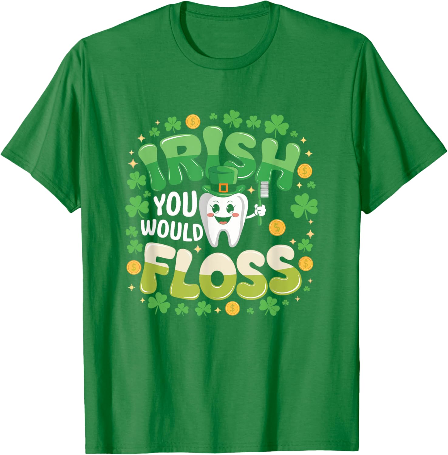Retro Irish St Patrick's Day Flossing Dentist T-Shirt for Fun Celebrations - 7