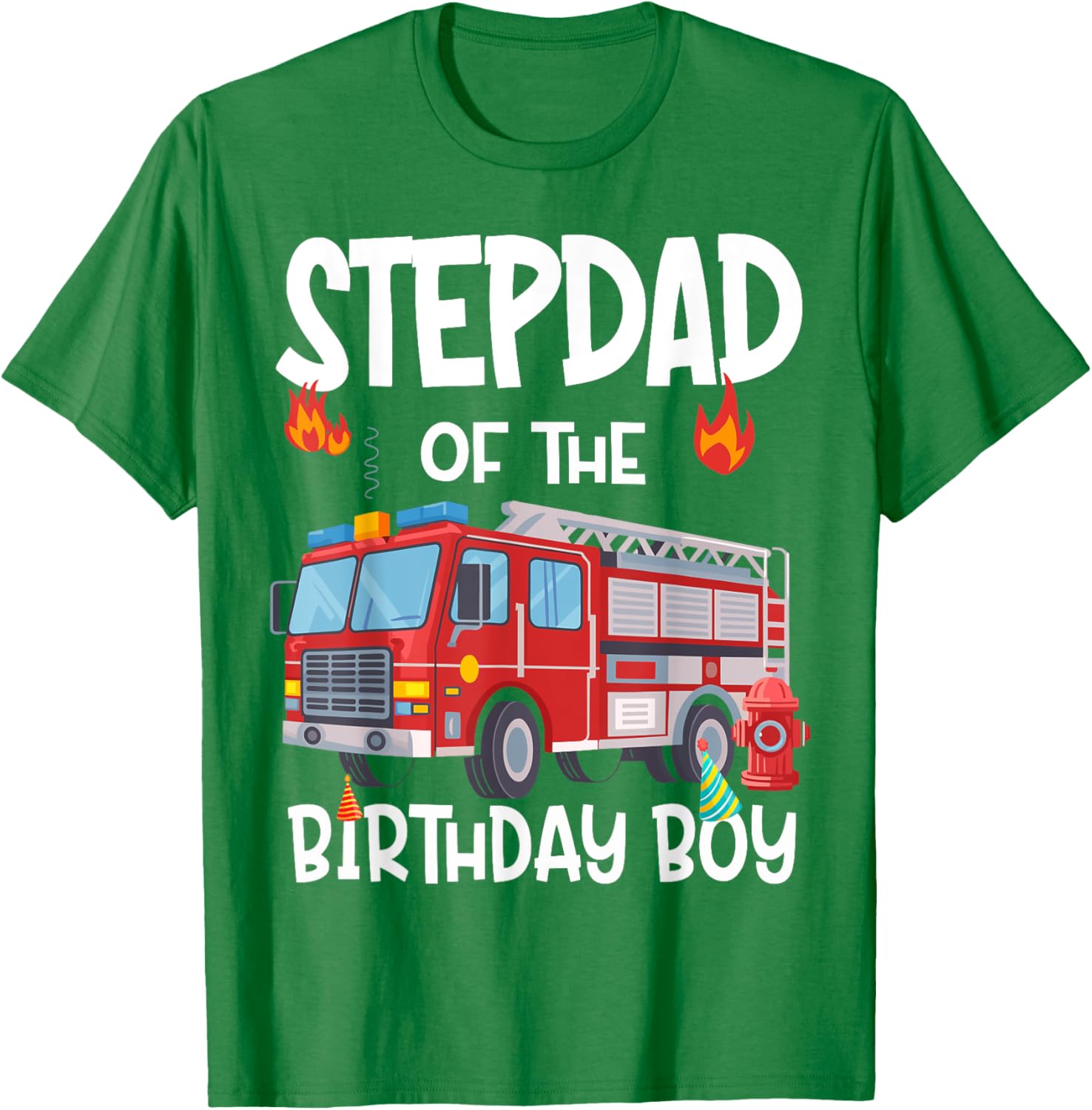 Stepdad of the Birthday Boy Fire Truck T-Shirt for Firefighter Dads - 10