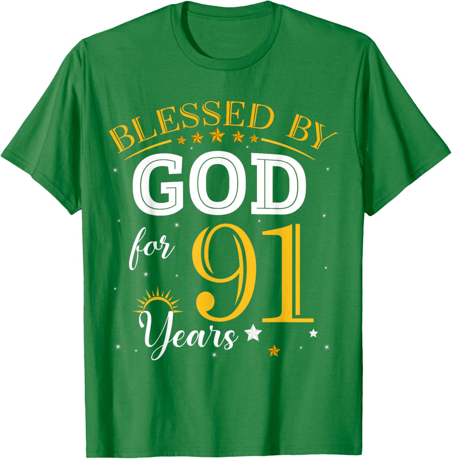Vintage Blessed by God 91 Years Old Birthday Girl T-Shirt Gift - 2