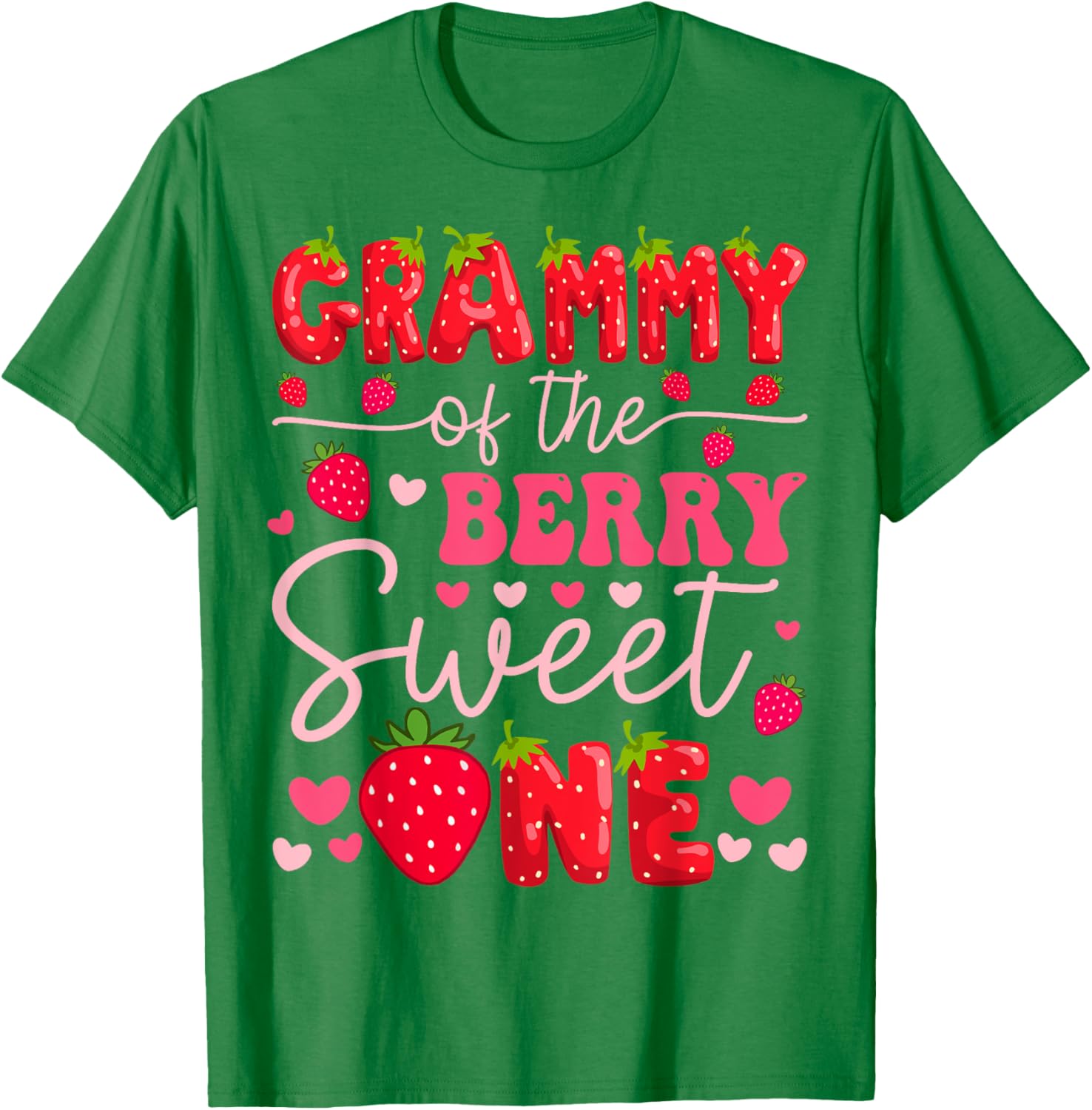 Adorable Strawberry Themed 1st Birthday Girl T-Shirt for Grammy's Sweet One - 5