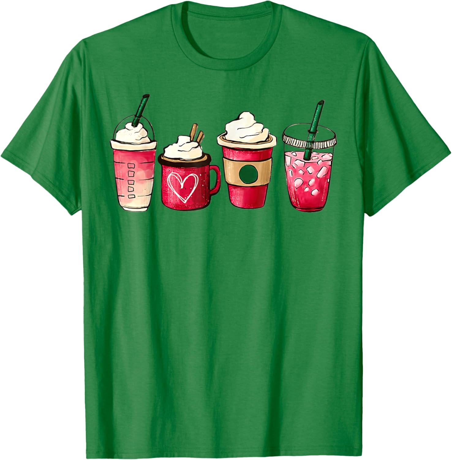 Valentine Heart Latte Iced Coffee T-Shirt for Coffee Lovers - 16