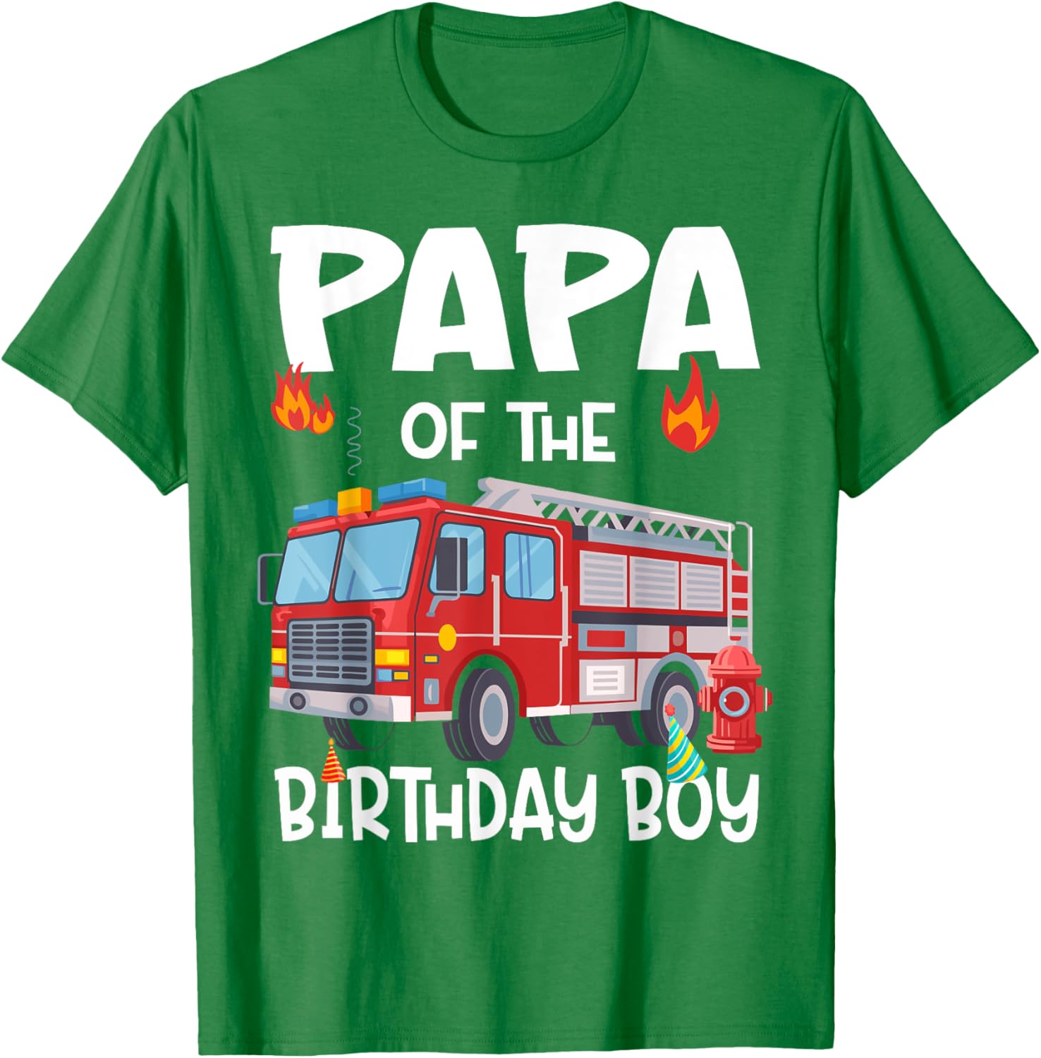 Papa of the Birthday Boy Fire Truck Firefighter Dad T-Shirt Perfect Gift - 11