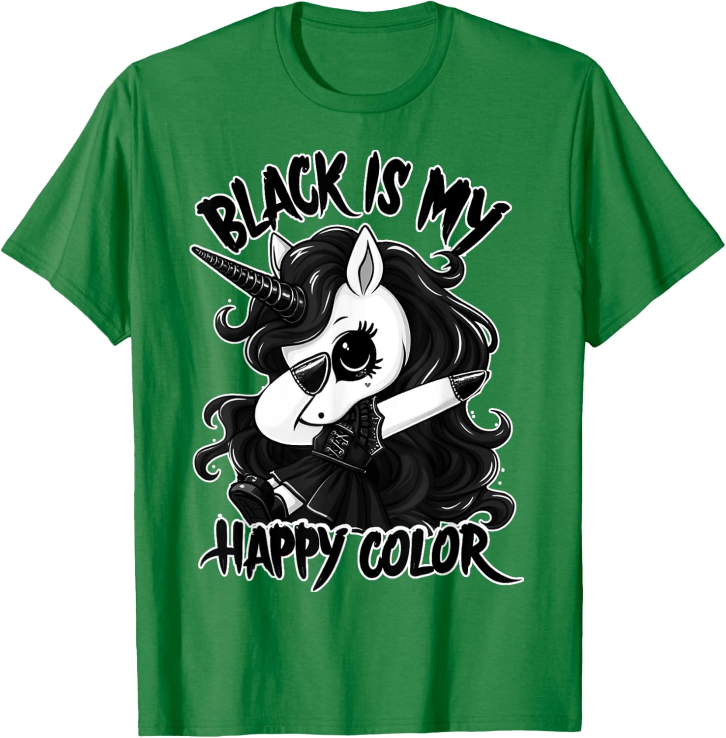 Gothic Unicorn Dabbing T-Shirt - Black is My Lucky Color Tee - 8