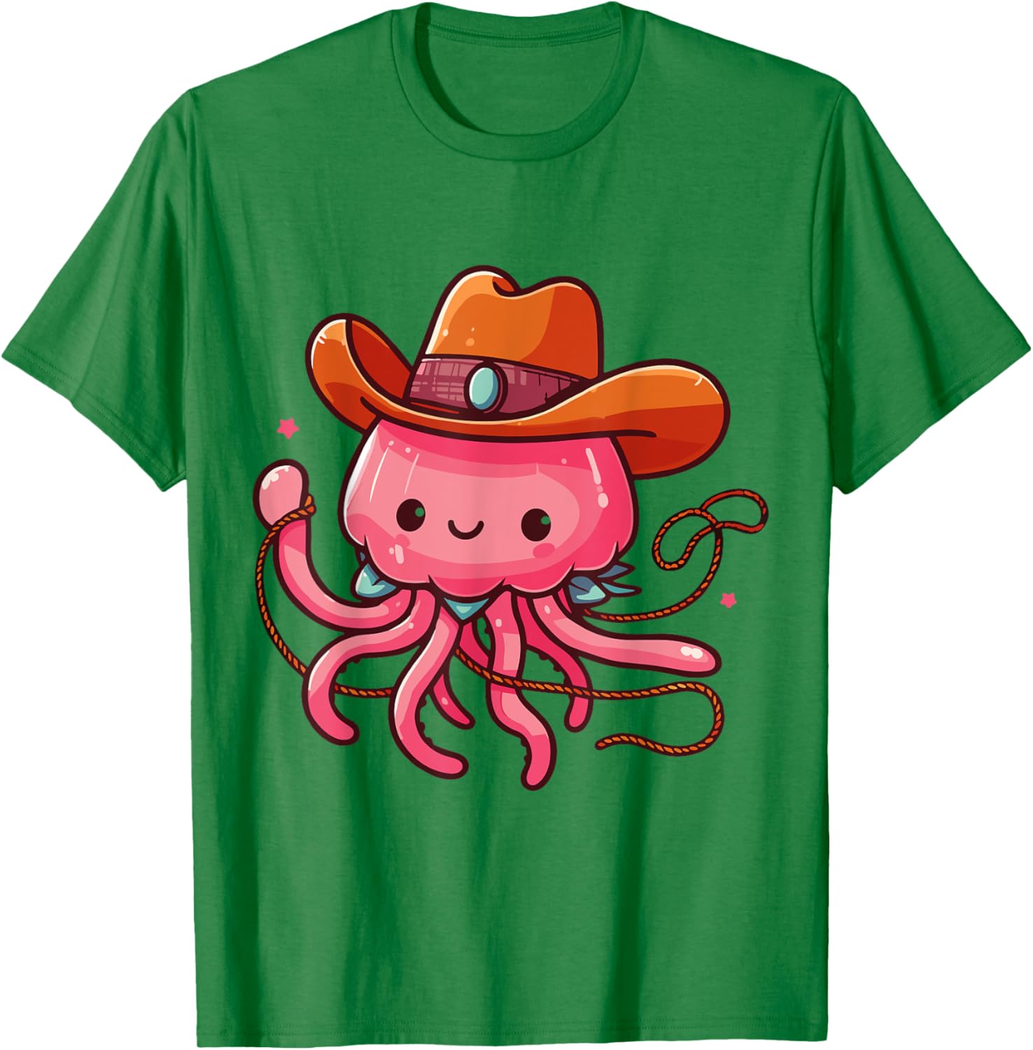 Western Rodeo Cowboy Hat and Jellyfish Texas Animals T-Shirt for Men - 29