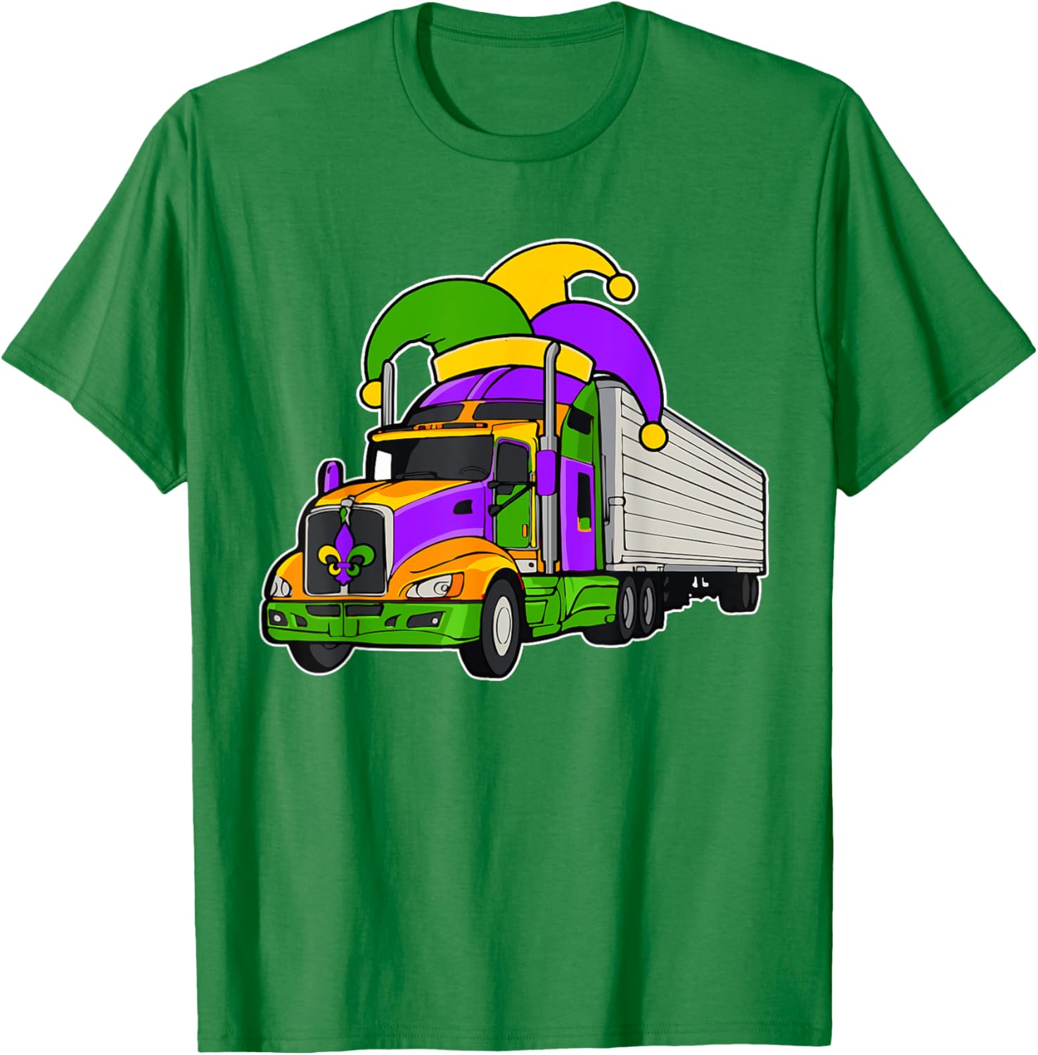 Colorful Mardi Gras Jester Hat Truck Team T-Shirt for Festive Parades - 13