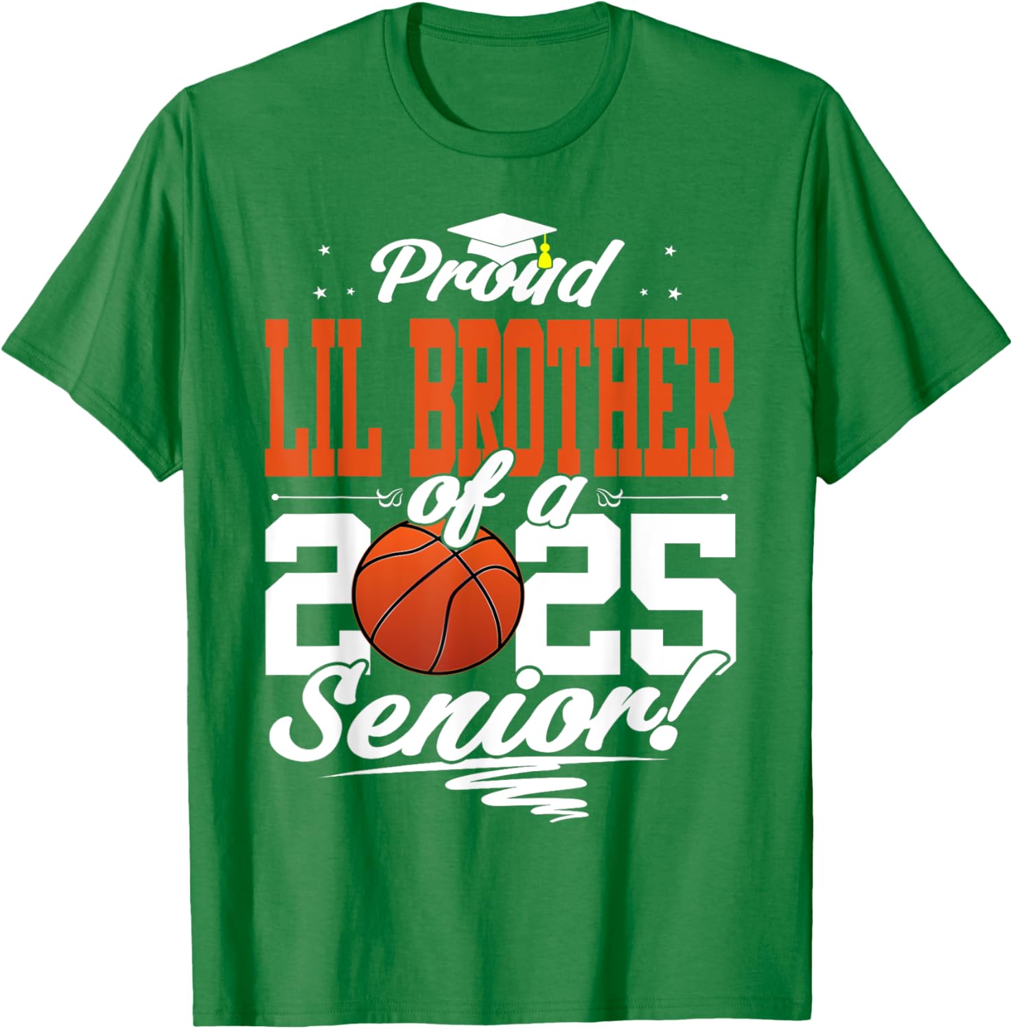Proud Lil Brother of 2025 Senior Graduate Basketball T-Shirt - 4