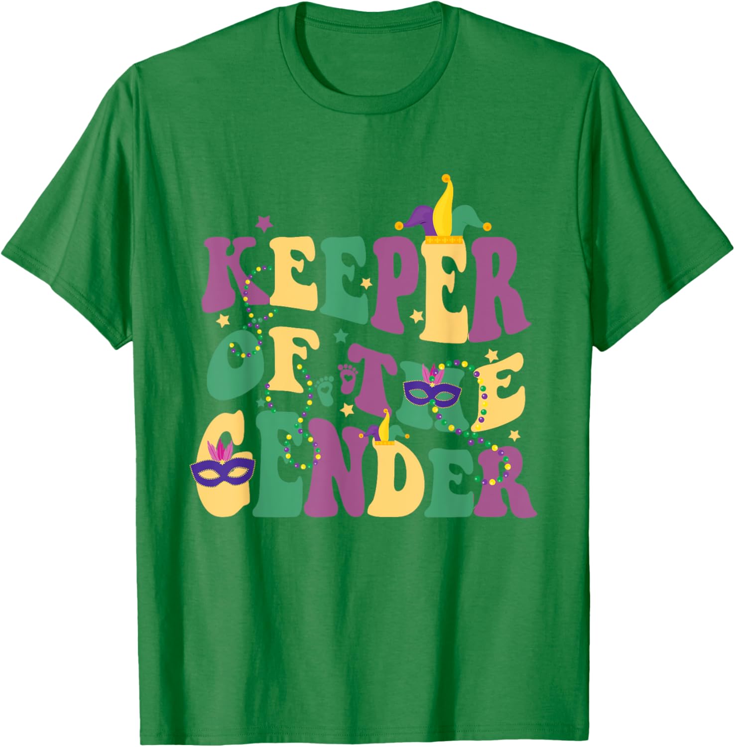 Keeper Of The Gender Reveal Mardi Gras Baby Shower T-Shirt for Fun Celebrations - 1