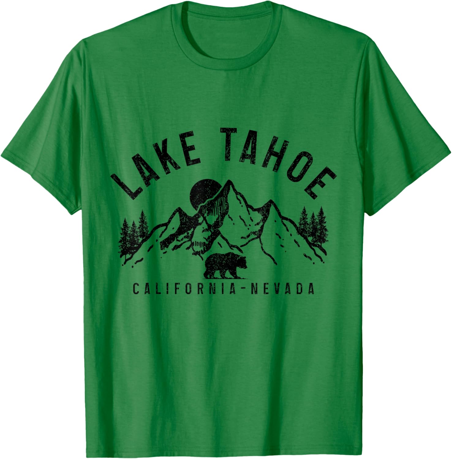 Vintage Bear Graphic T-Shirt Lake Tahoe Mountains Nature Lovers Apparel - 6
