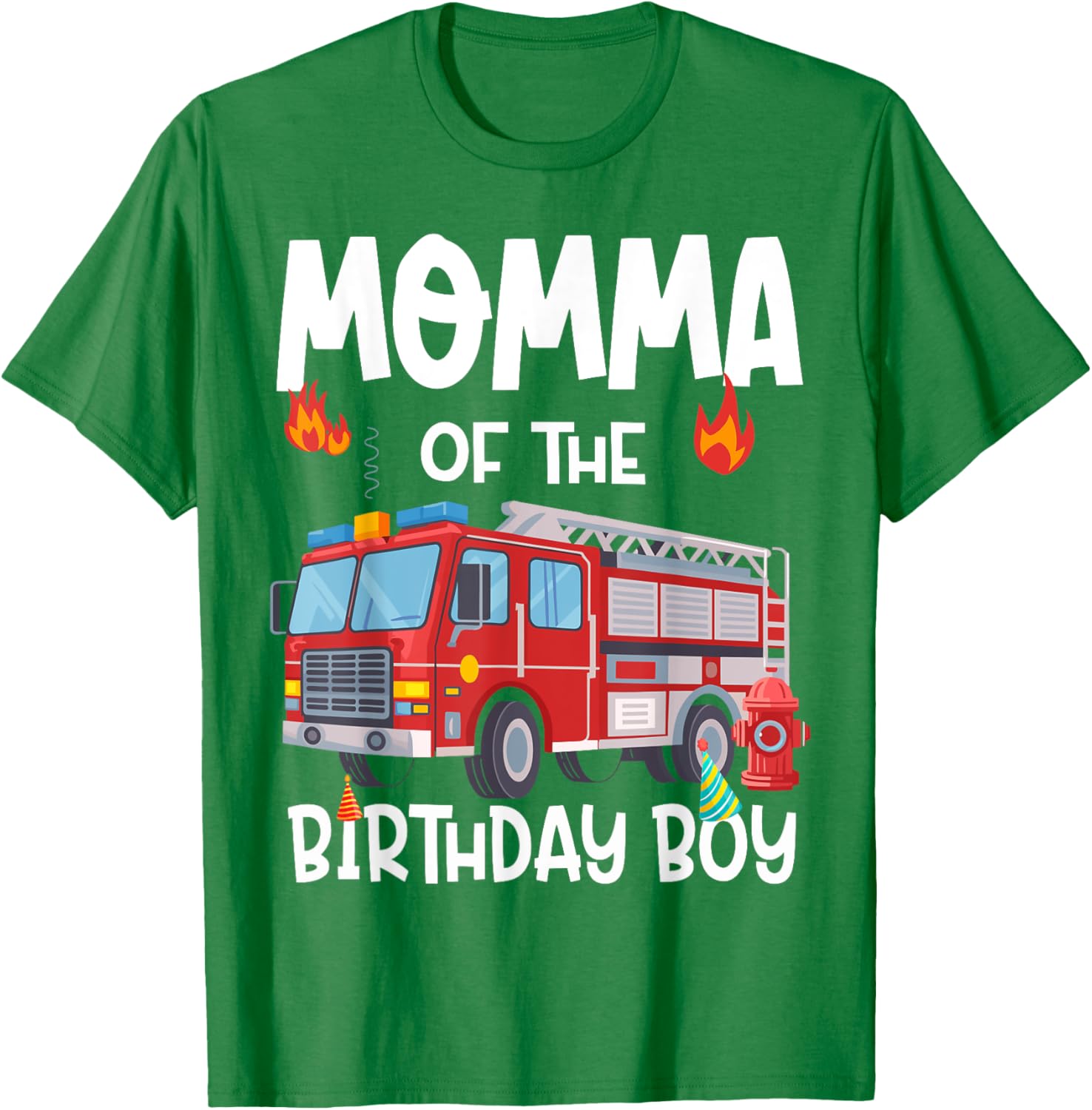 Momma of the Birthday Boy Fire Truck T-Shirt for Firefighter Moms - 9