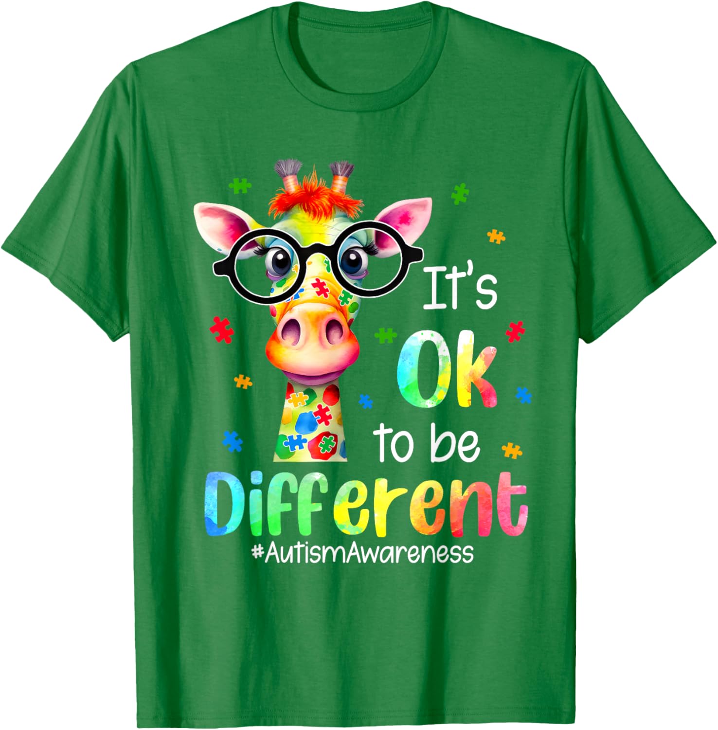 Cute Giraffe Autism Awareness T-Shirt It's Okay to Be Different - 6