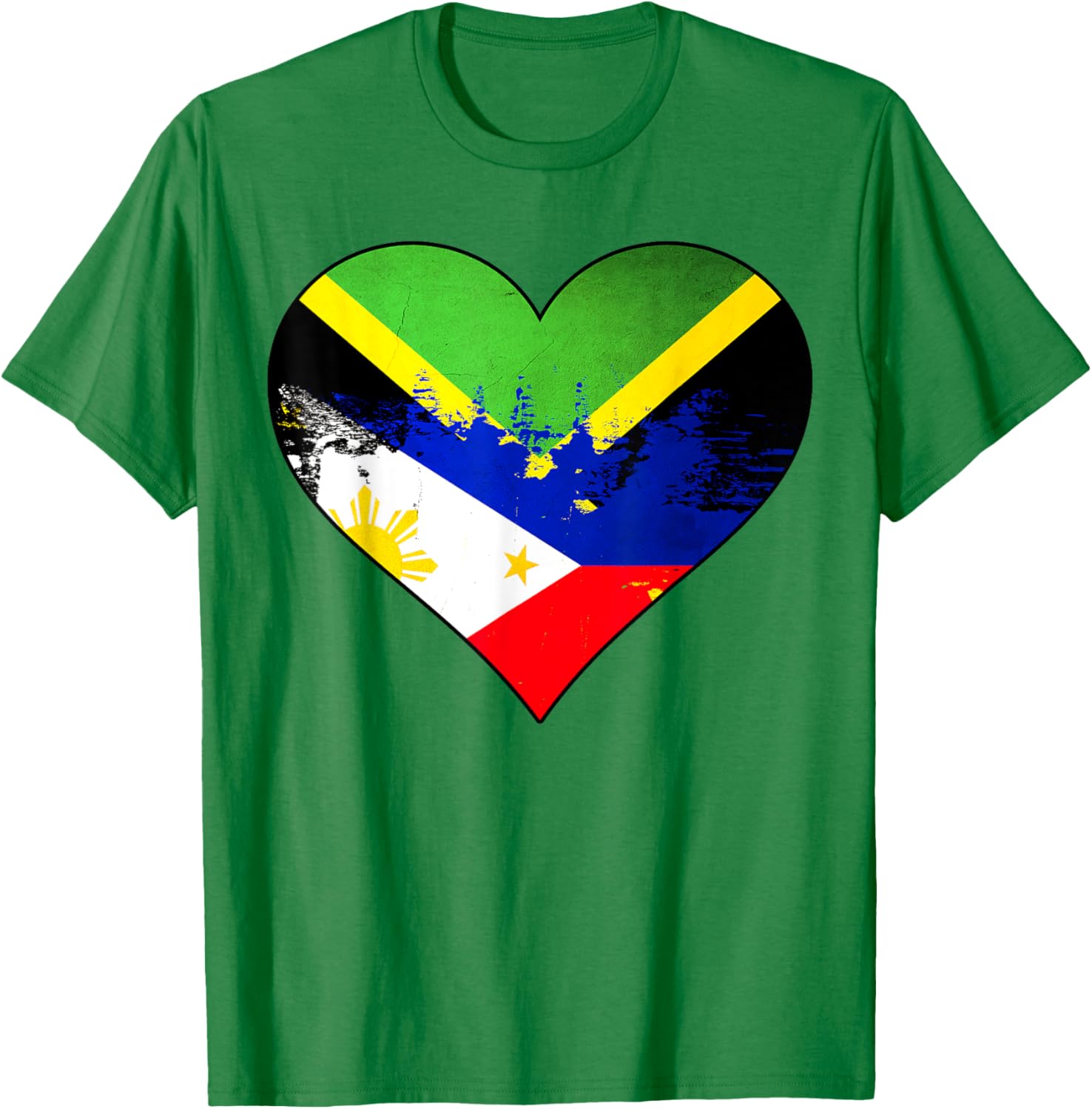 Jamaican Filipino Heritage Flag Heart T-Shirt for Proud Culture Lovers - 16
