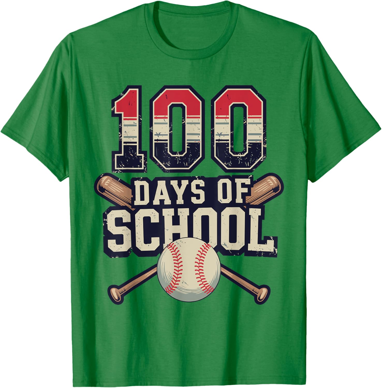 Vintage Baseball Theme 100 Days of School Celebration T-Shirt for Kids - 8