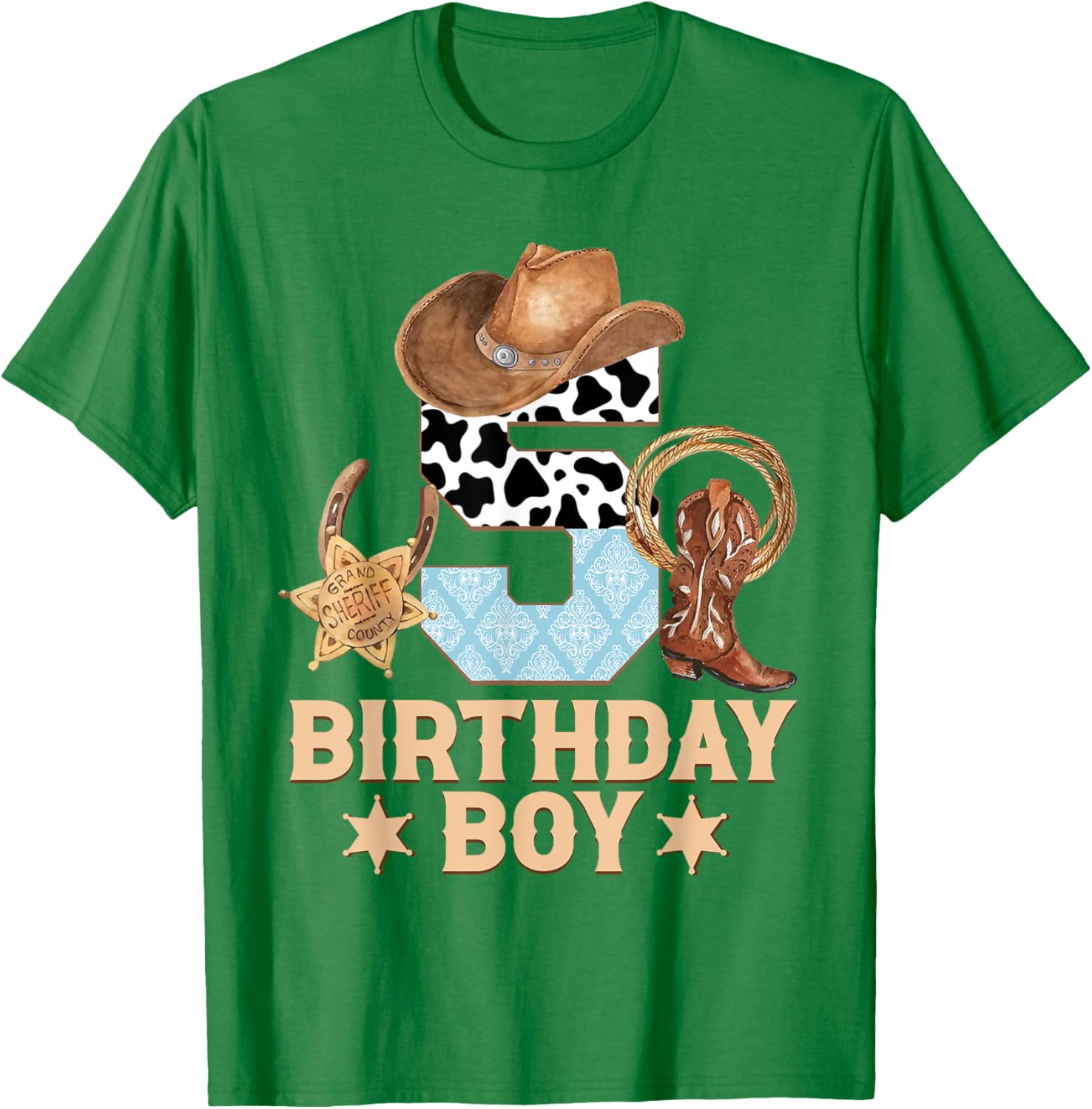 Western Family Birthday Boy Cowboy T-Shirt for 5th Birthday Celebration - 2