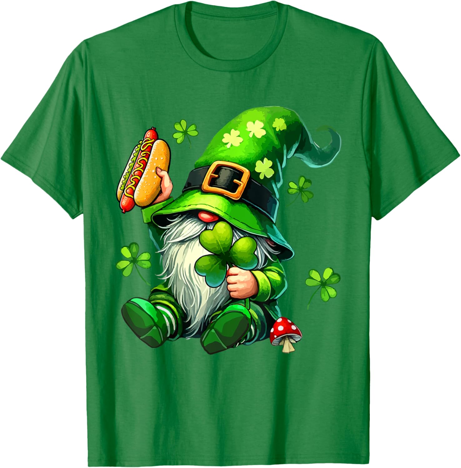 Gnome Eating Hot Dog St. Patrick's Day T-Shirt for Food Lovers - 18