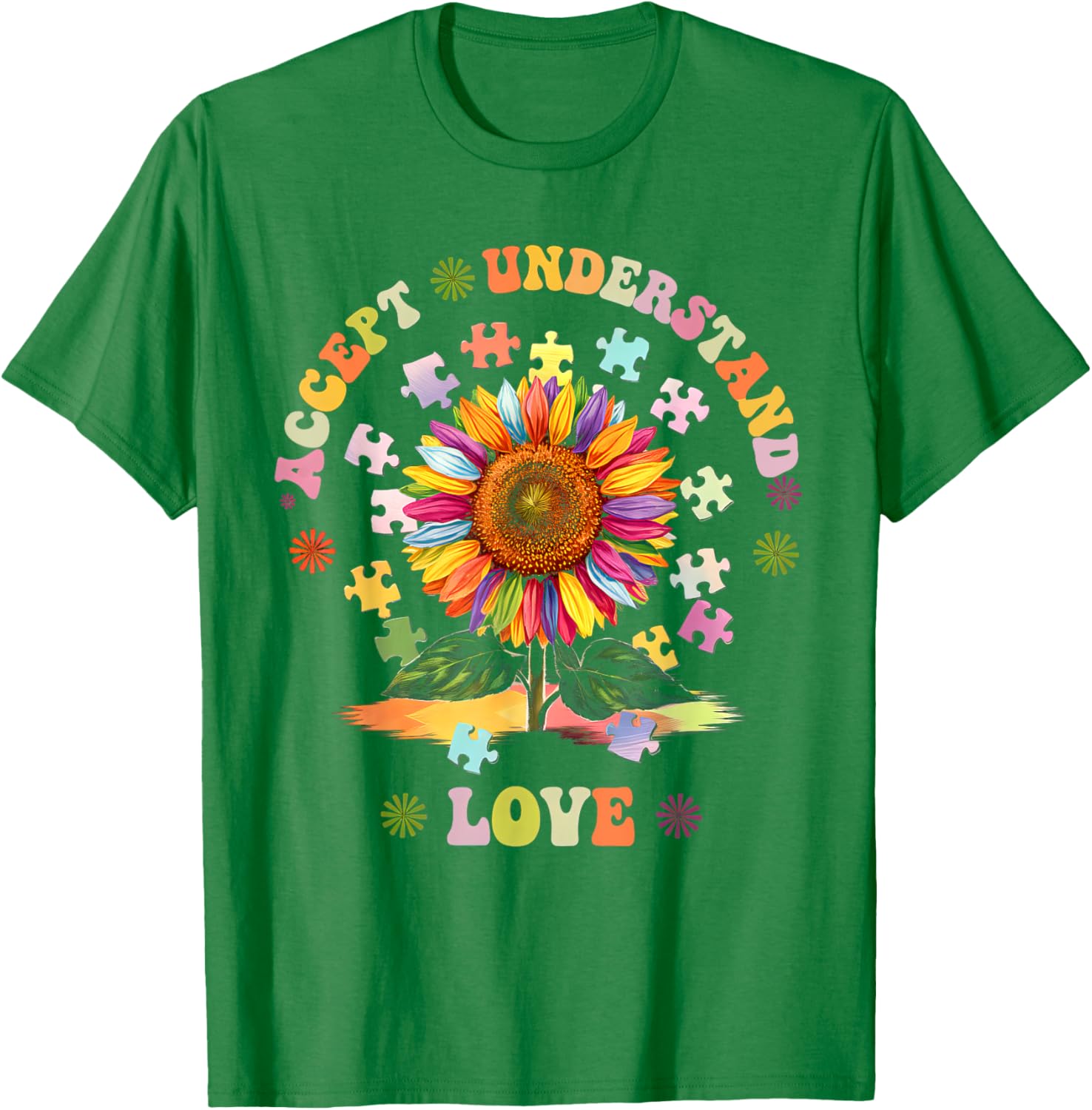 Autism Awareness Flower Women T-Shirt Accept Understand Love ASD Comfort - 4