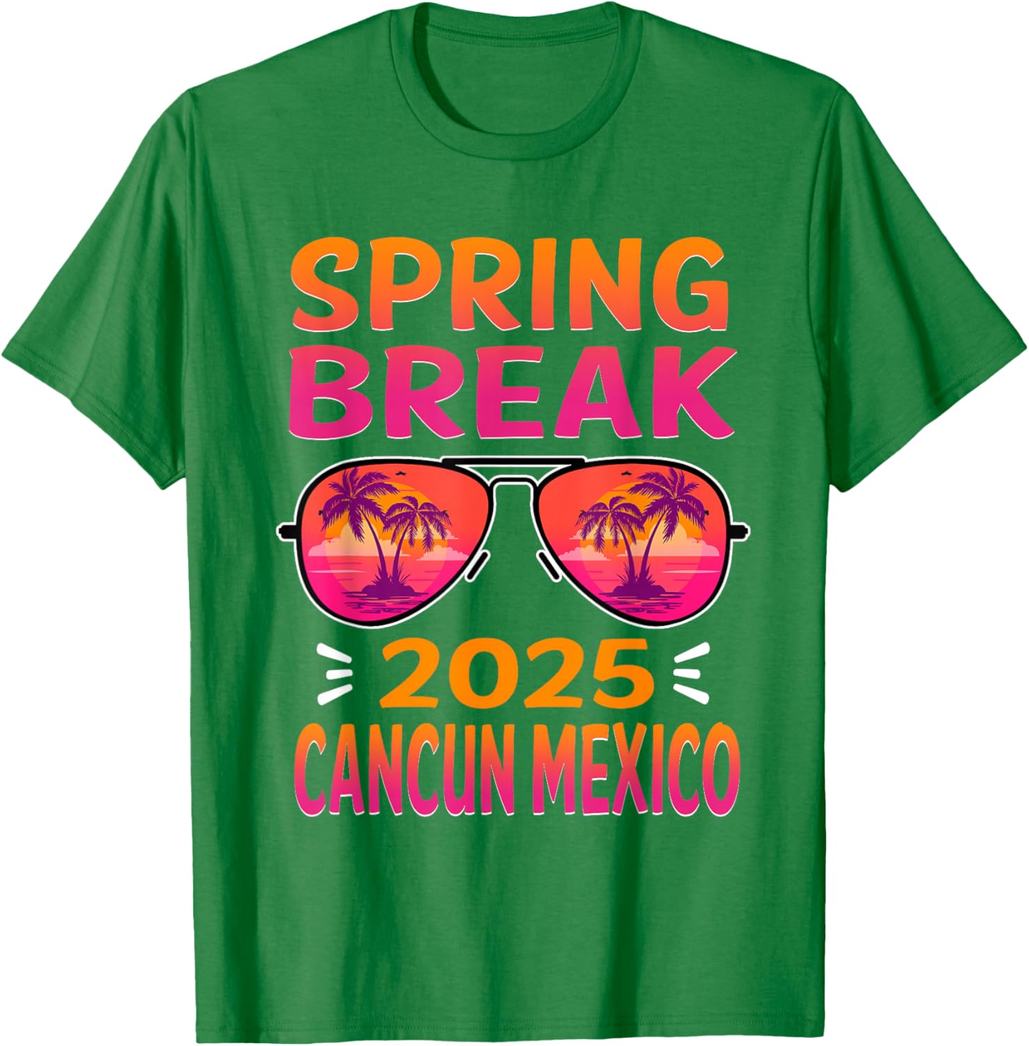 Retro Beach Vacation T-Shirt with Spring Break Cancun Sunglasses 2025 - 9