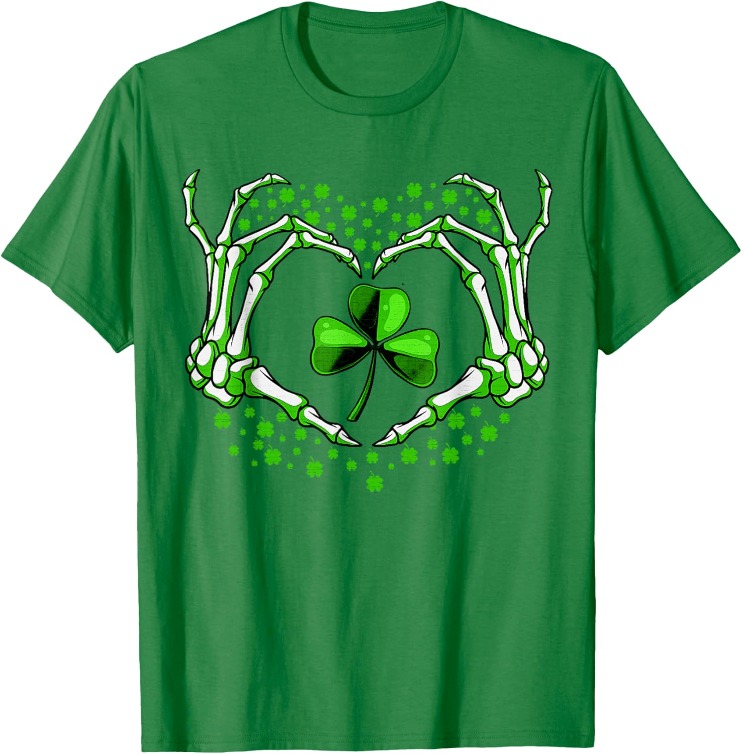 Skeleton Hand Heart Shamrock St Patricks Day T-Shirt for Festive Fun - 24