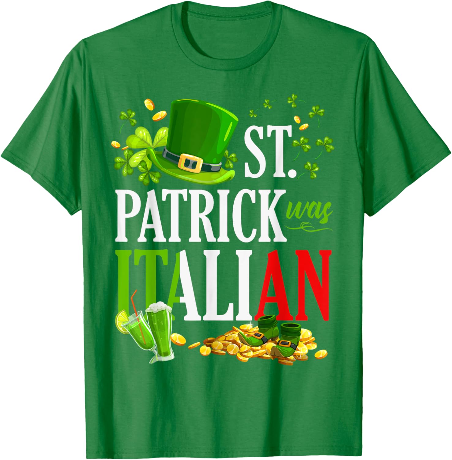 Vintage St Patrick Was Italian Clover Graphic T-Shirt for St Patricks Day - 25