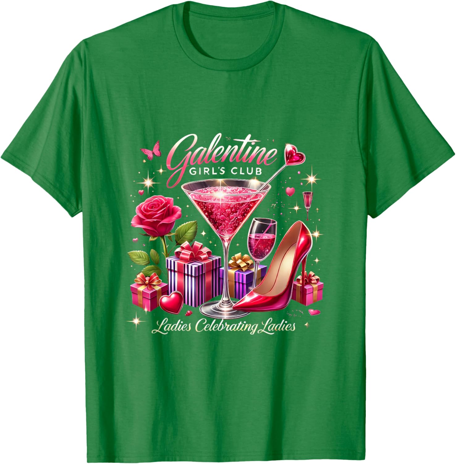 Galentine's Celebration Martini Glass T-Shirt for Fun Girls Night Out - 15