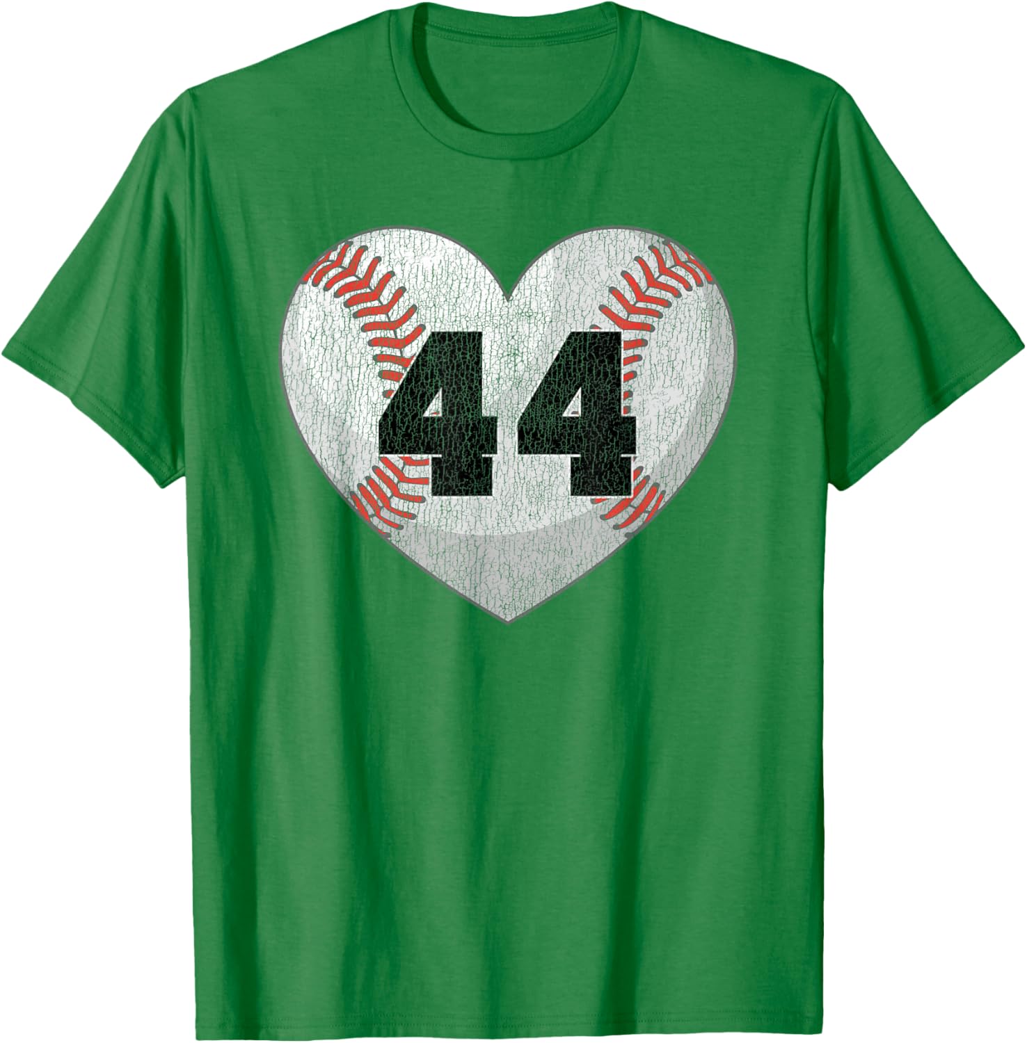 Cute Baseball Number 44 Distressed Heart T-Shirt for Baseball Moms - 17